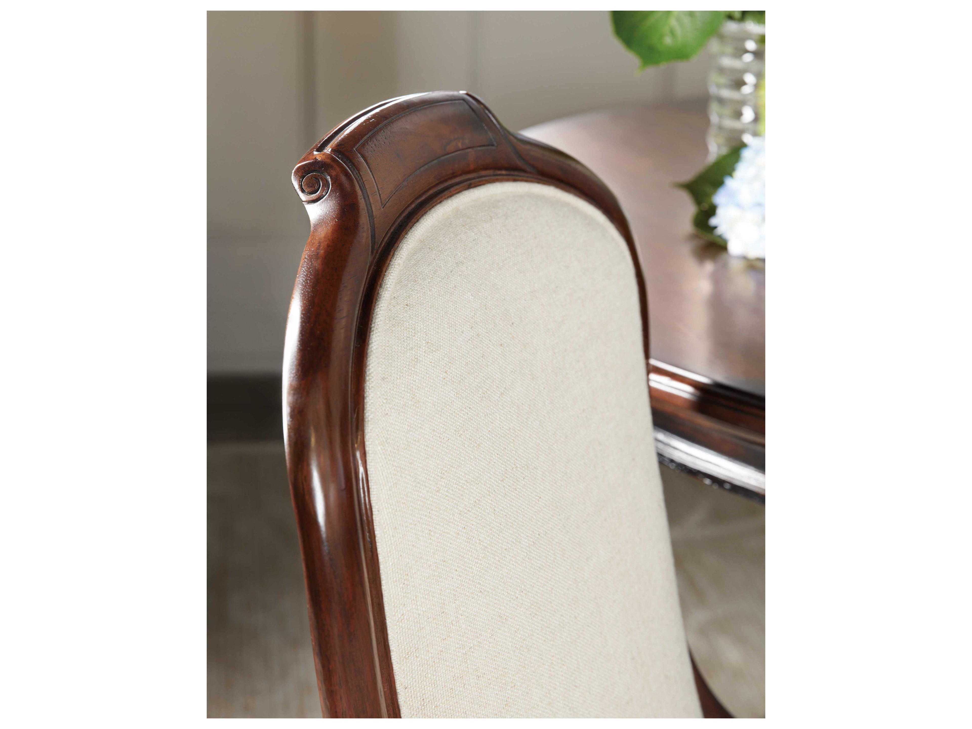 Luxecor Heritage Cherry Wood Beige Upholstered Side Dining Chair