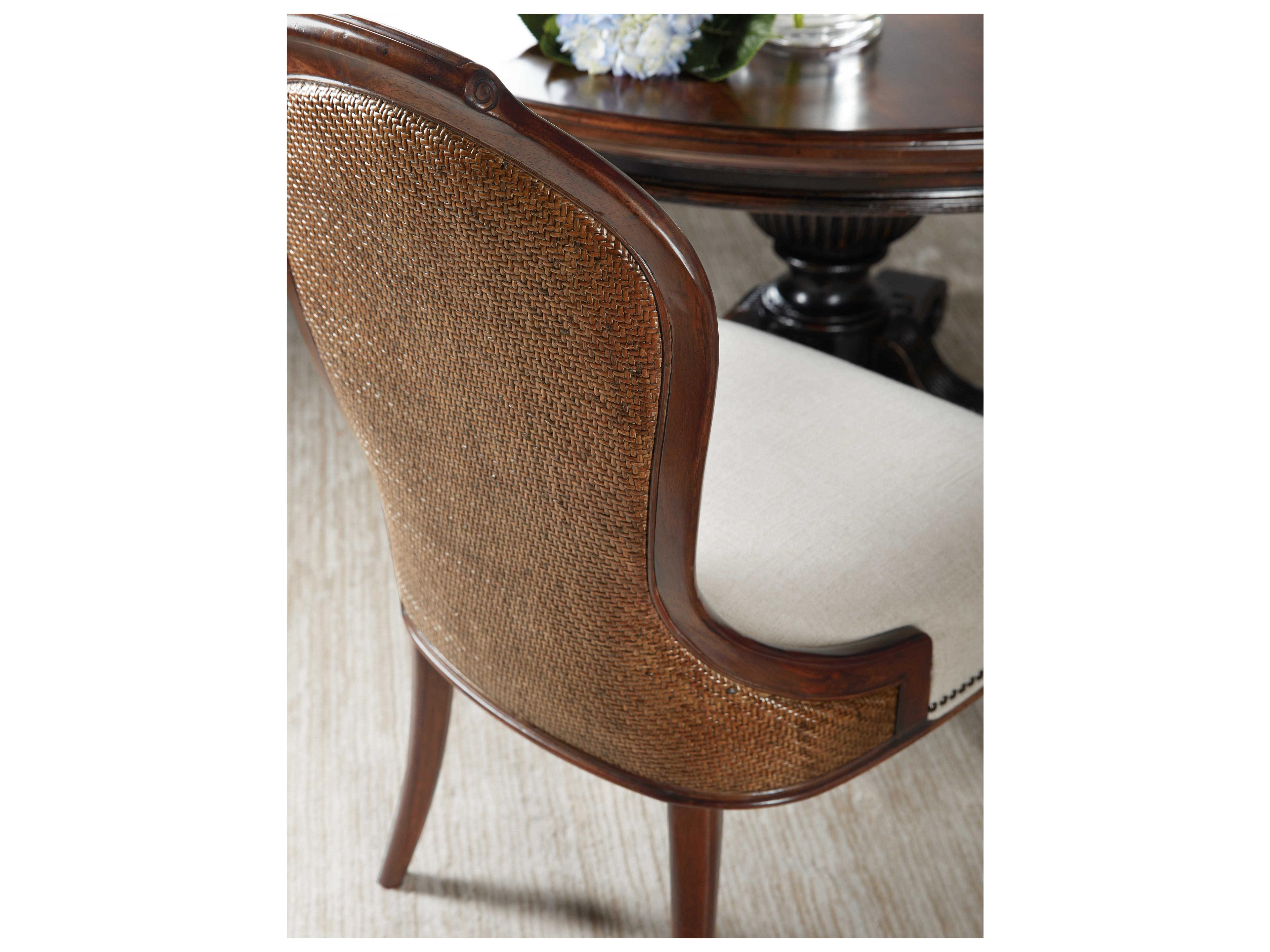 Luxecor Heritage Cherry Wood Beige Upholstered Side Dining Chair