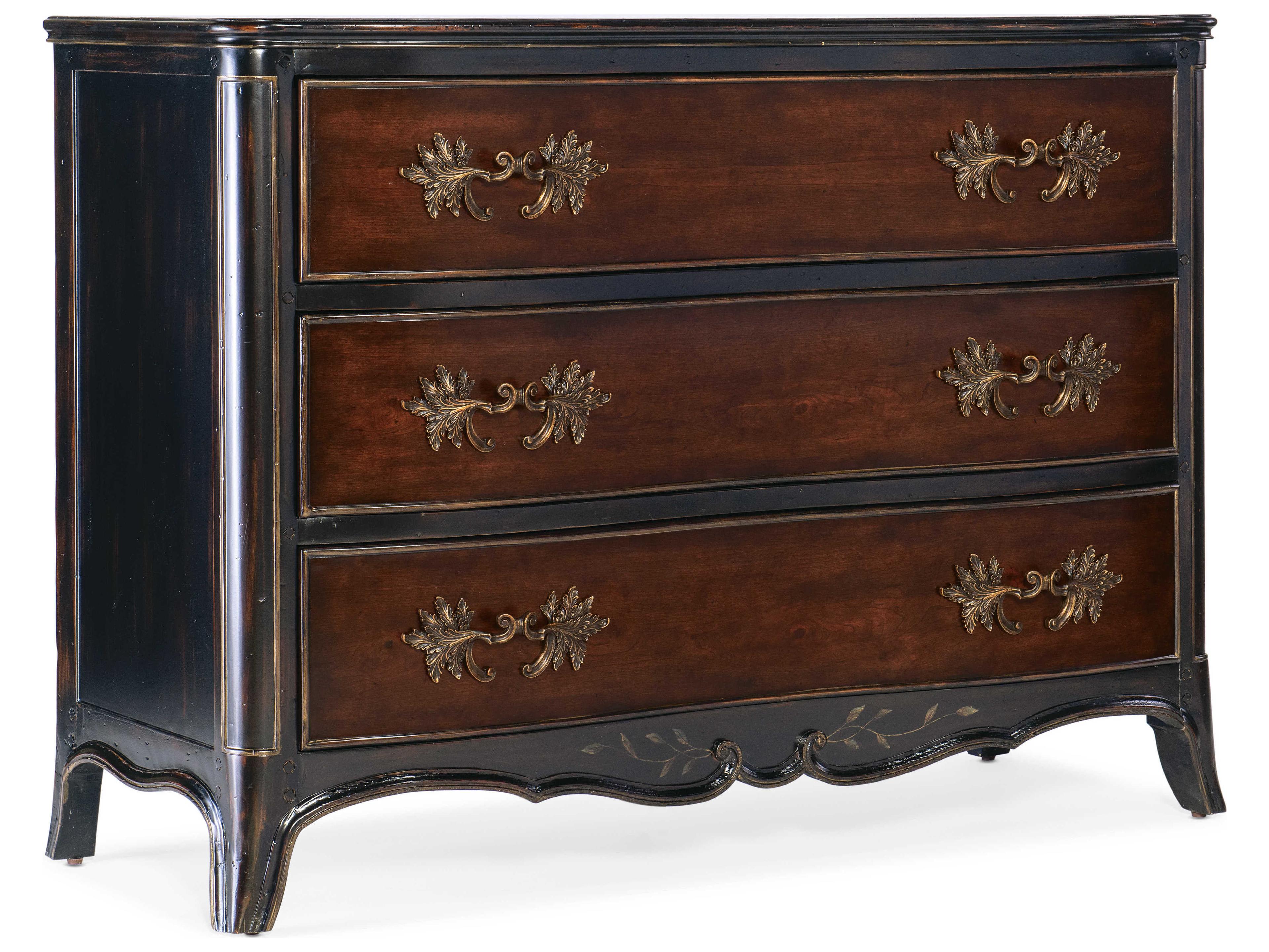 Charleston 3-Drawers Black Cherry Maraschino Wood Accent Chest