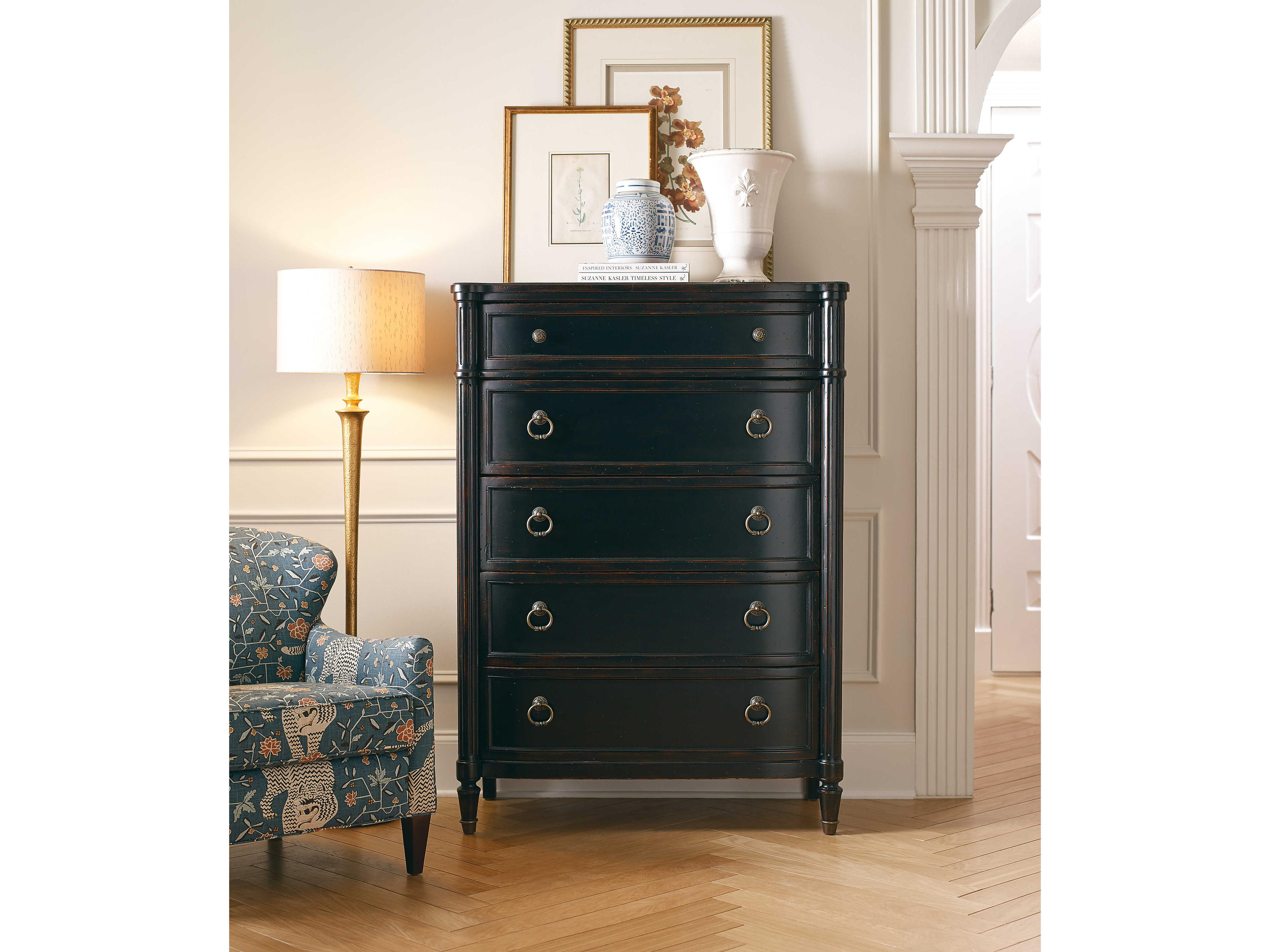 Hooker Furniture Charleston 5-Drawers Black Cherry Cedar Wood Accent Chest