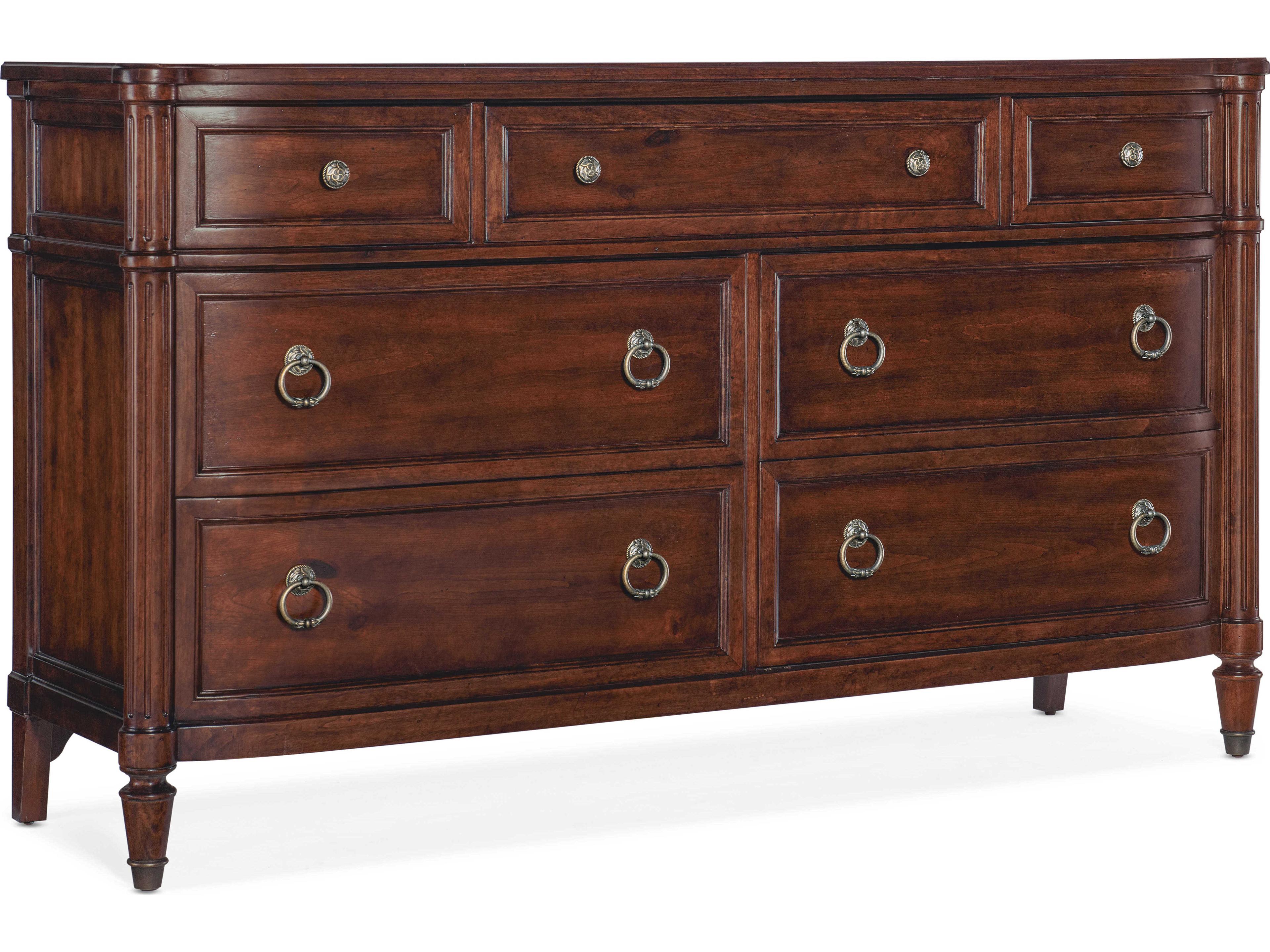 Charleston 7-Drawers Cherry Wood Dresser