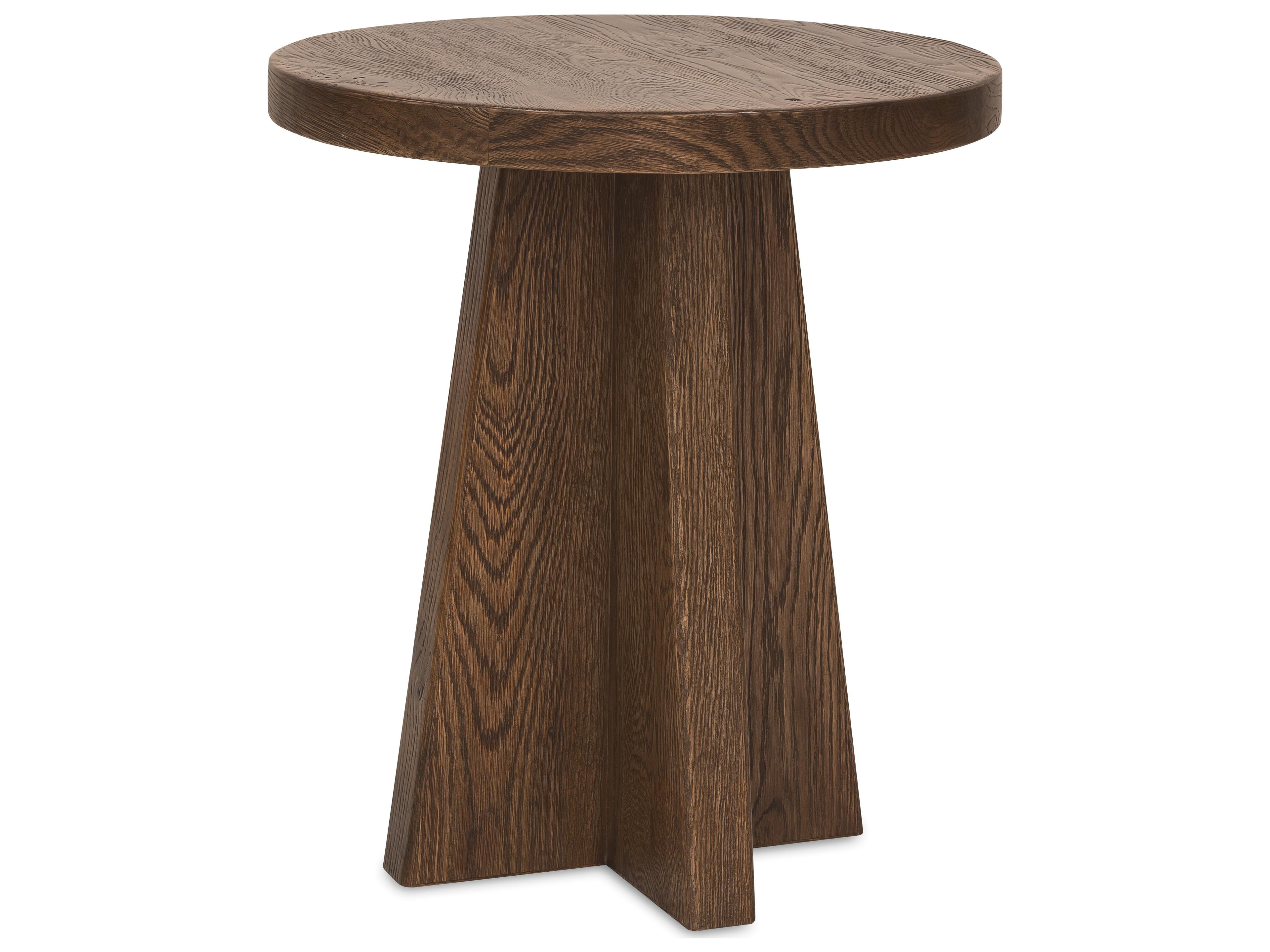 Hooker Furniture Driftwood Round Wood Worn Saddle Is Deep And Burnished End Table