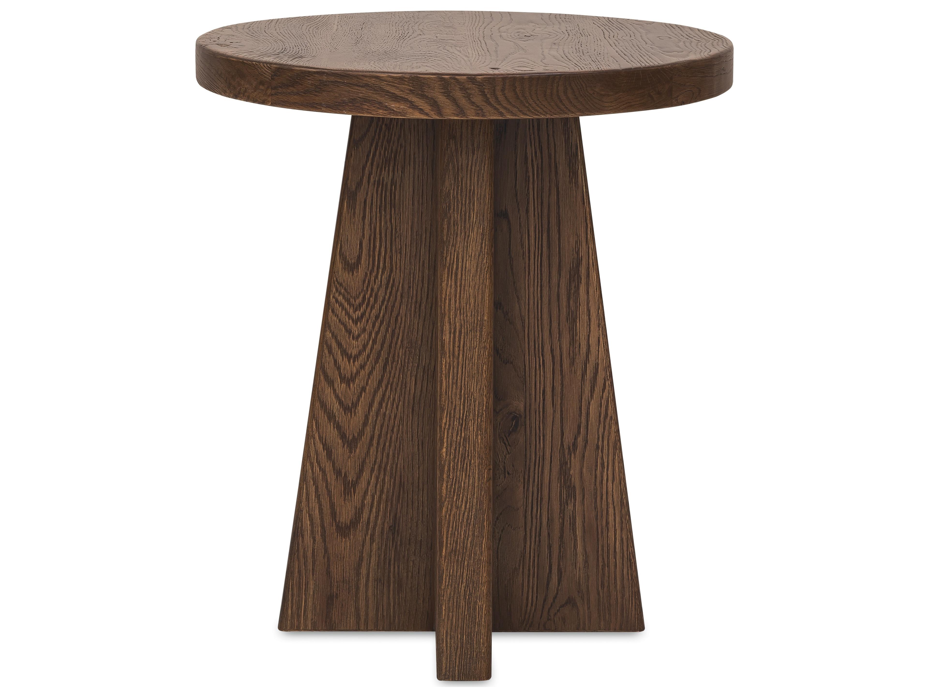 Hooker Furniture Driftwood Round Wood Worn Saddle Is Deep And Burnished End Table