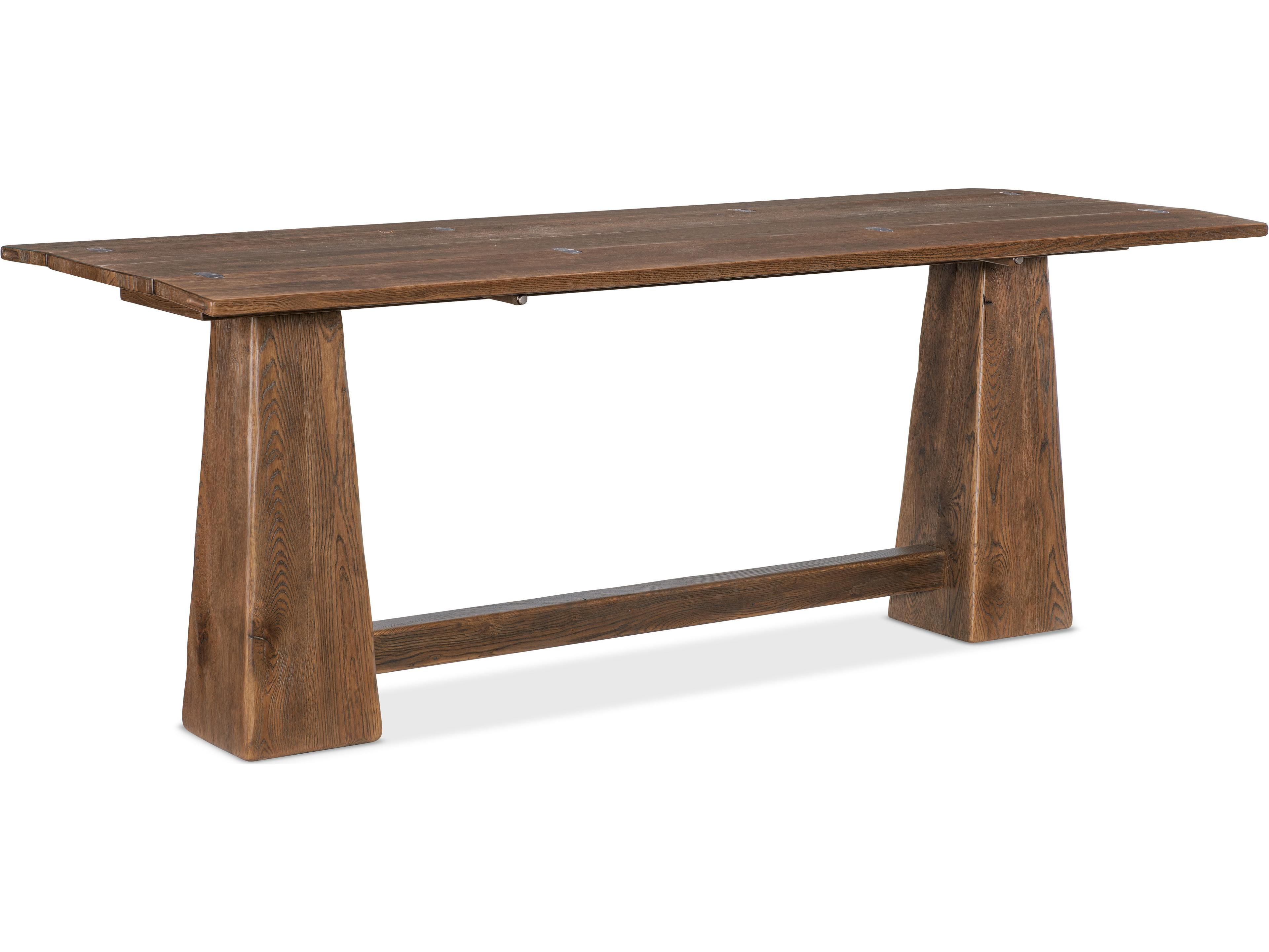Hooker Furniture Driftwood Rectangular Wood Worn Saddle Is Deep And Burnished Console Table