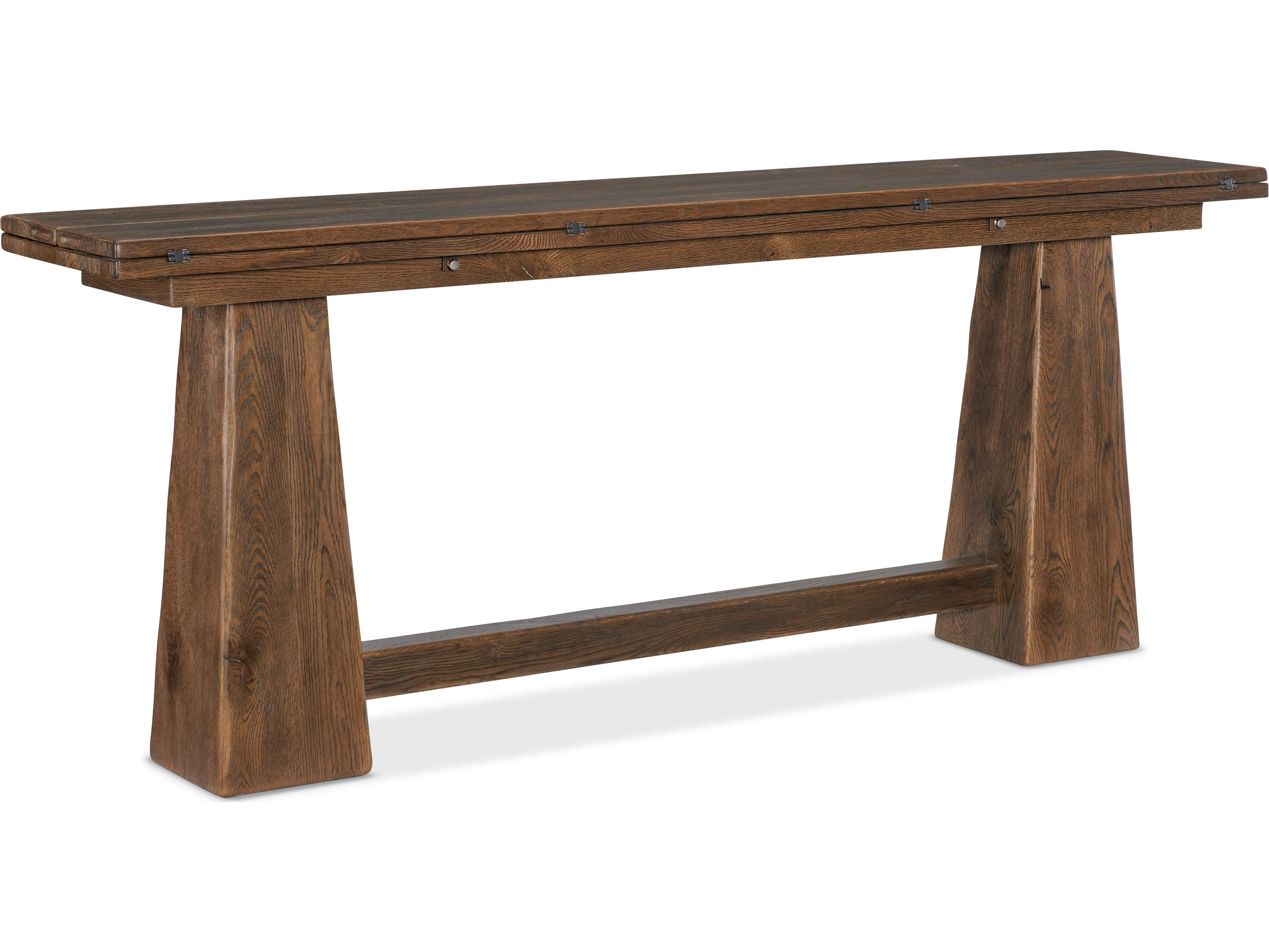 Hooker Furniture Driftwood Rectangular Wood Worn Saddle Is Deep And Burnished Console Table