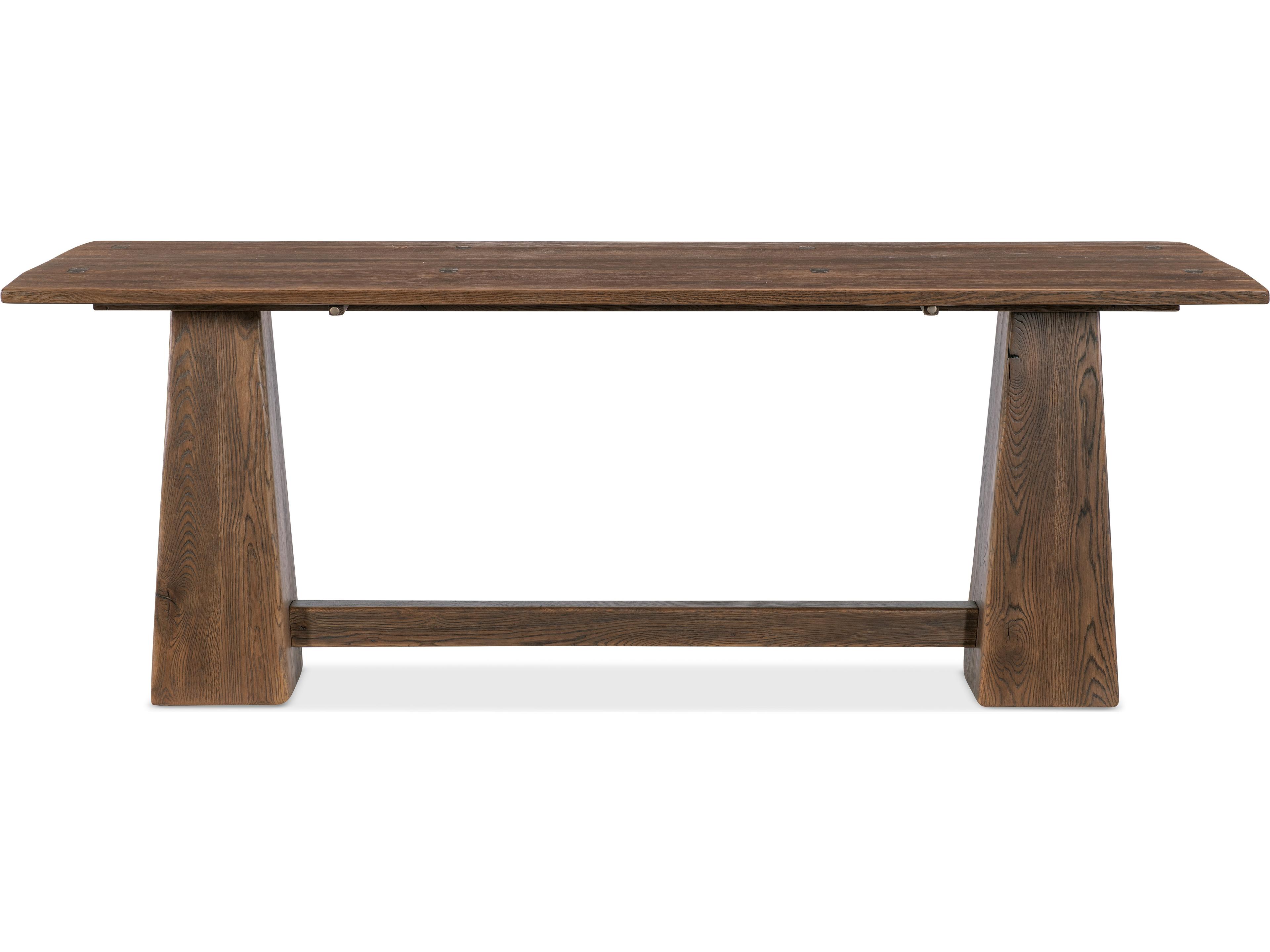 Hooker Furniture Driftwood Rectangular Wood Worn Saddle Is Deep And Burnished Console Table