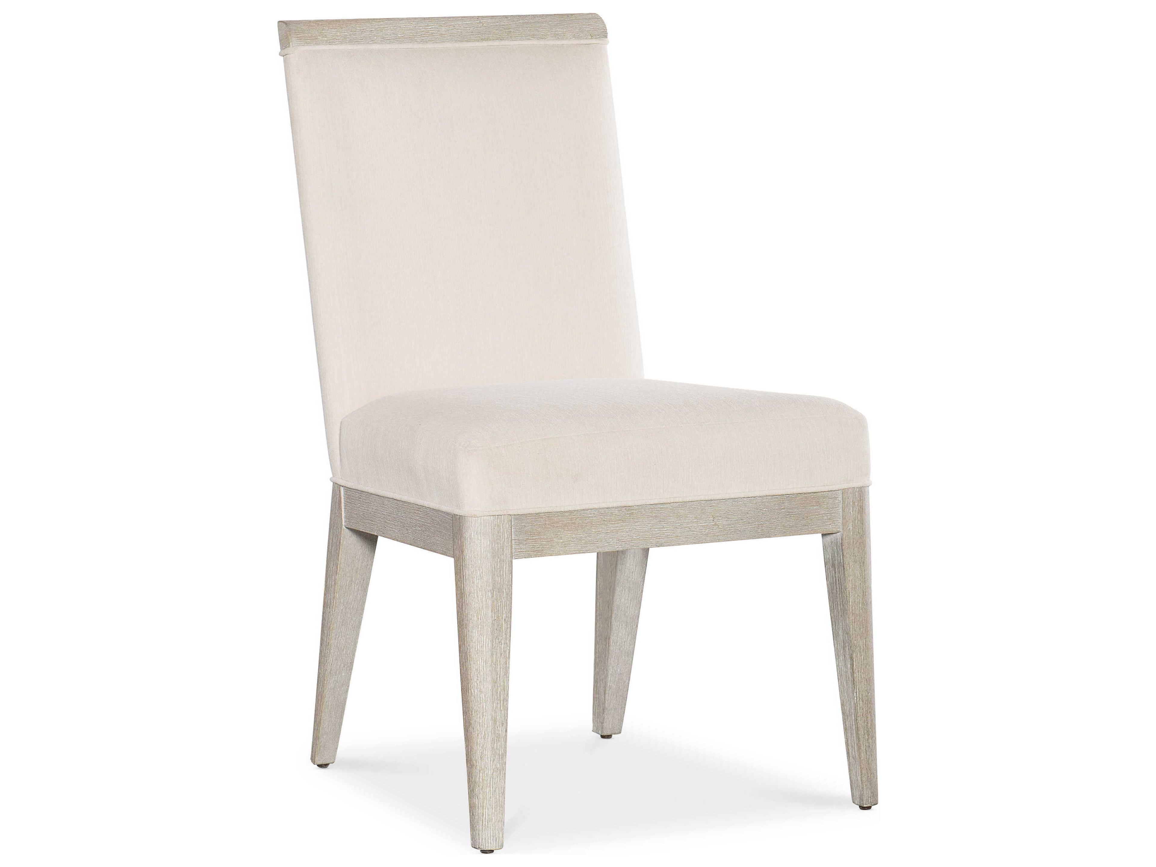 Modern Mood Fabric Oak Wood White Upholstered Side Dining Chair