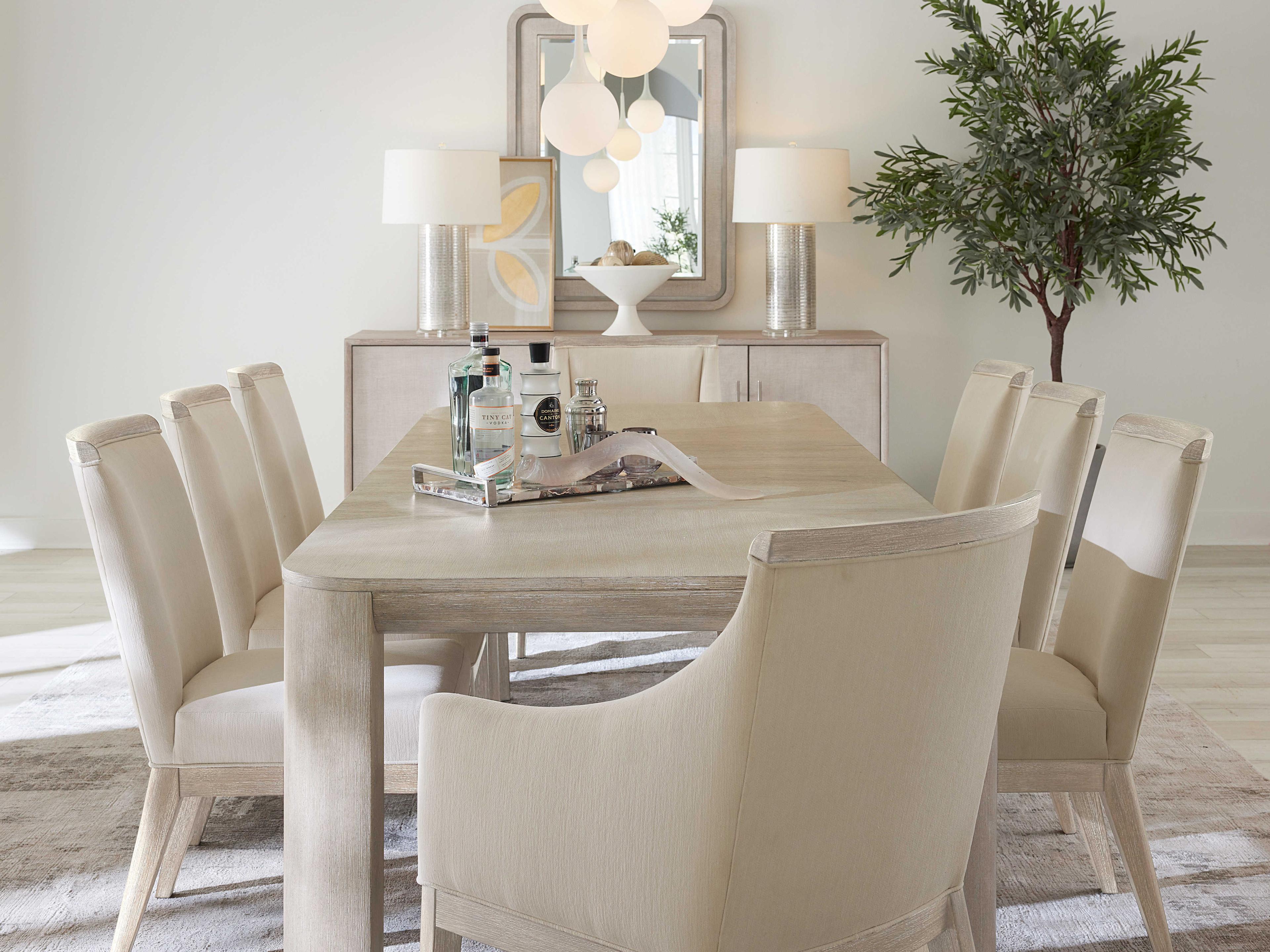 Hooker Furniture Modern Mood Fabric Oak Wood White Upholstered Side Dining Chair