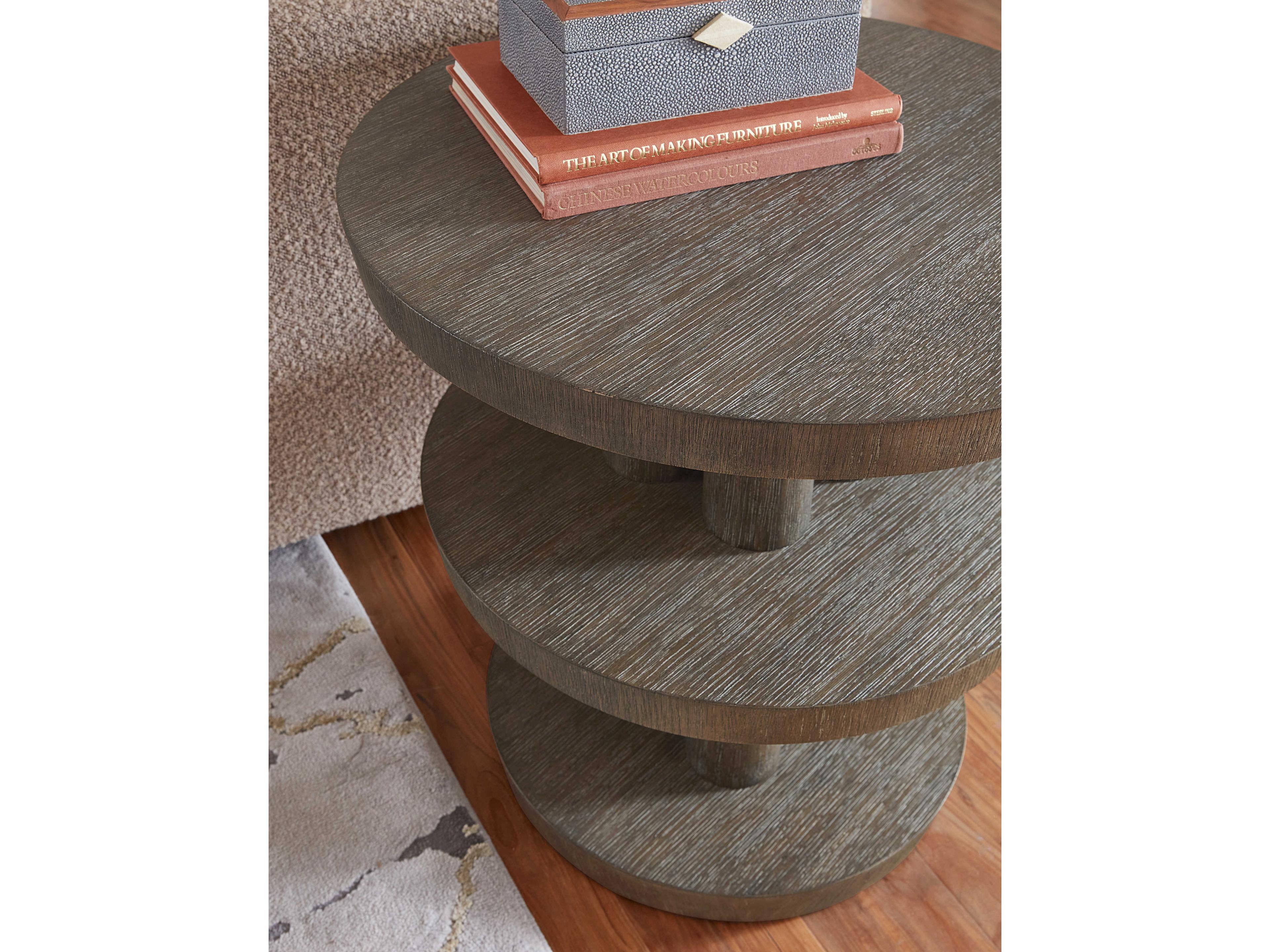 Hooker Furniture Modern Mood Round Wood Mink End Table