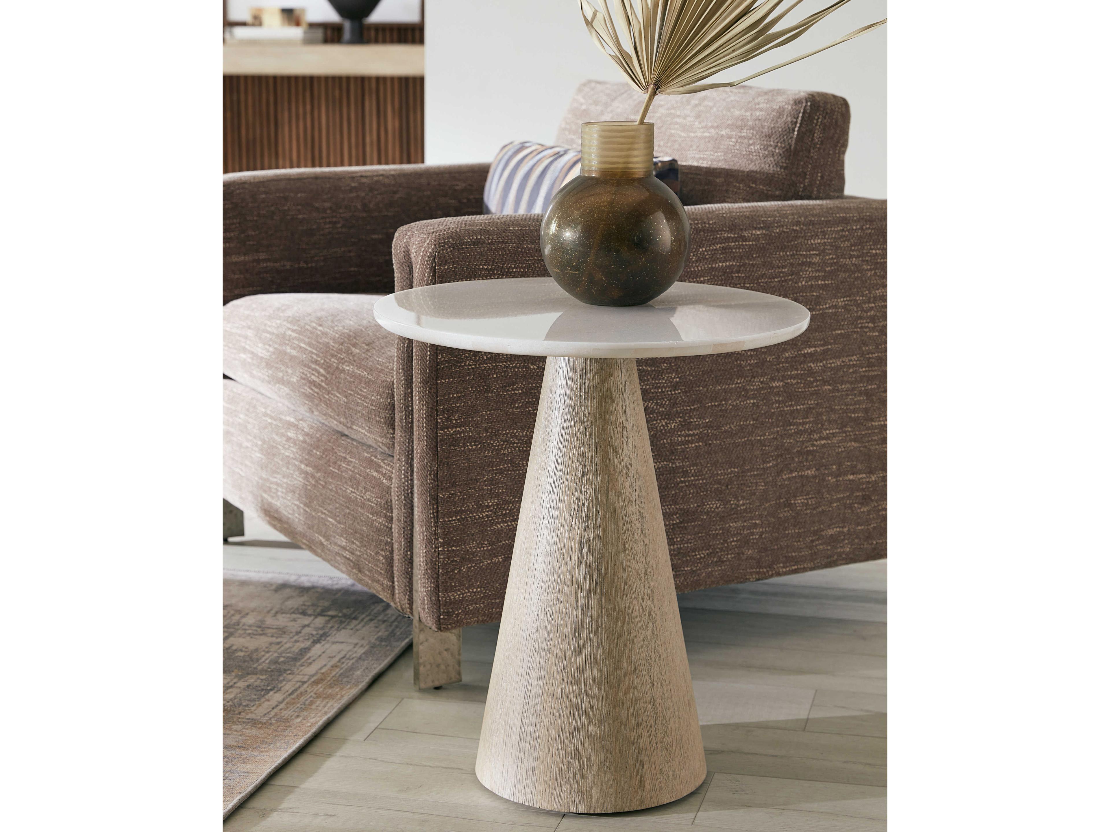 Hooker Furniture Modern Mood Round Marble Diamond End Table