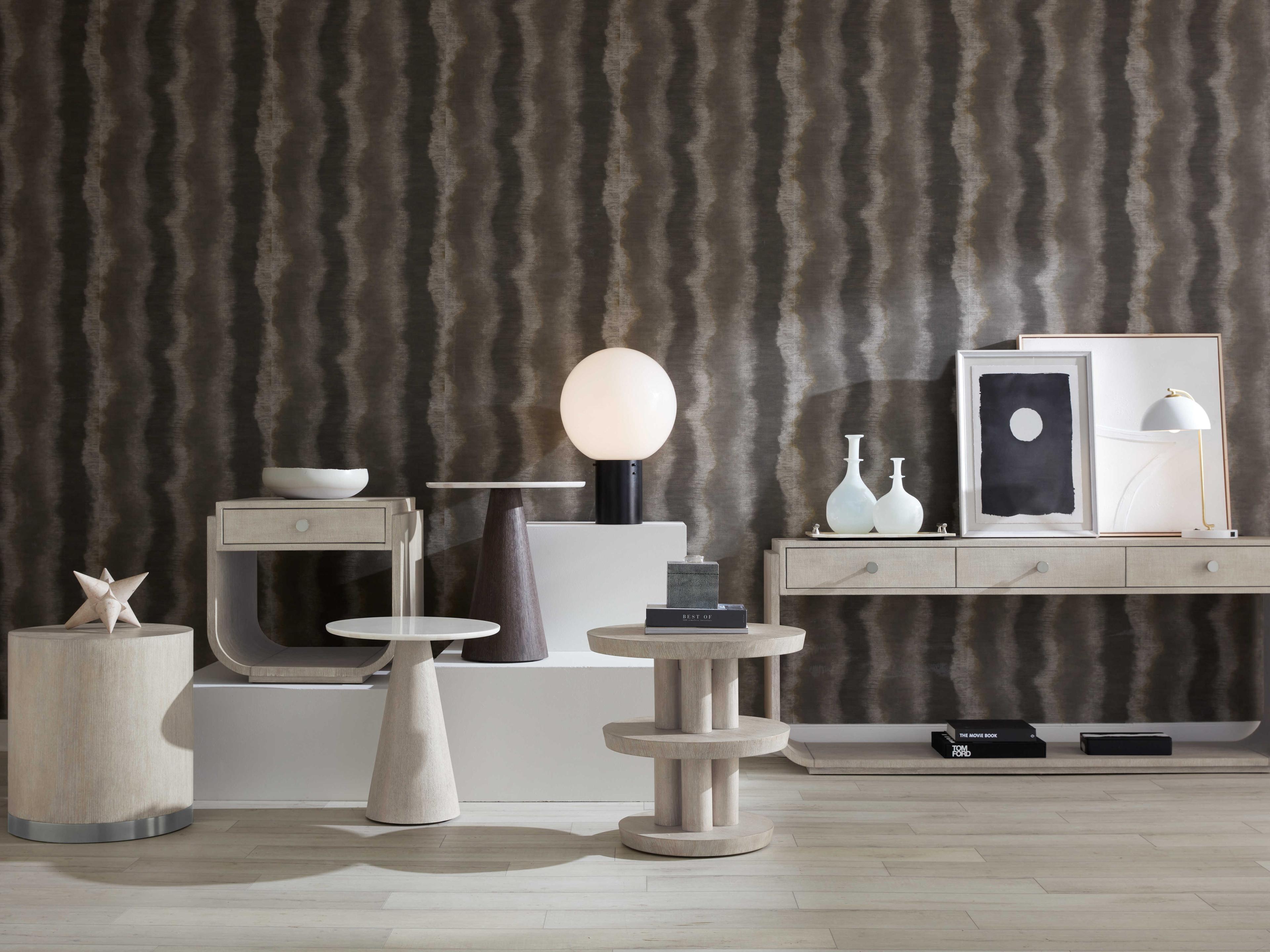 Hooker Furniture Modern Mood Round Wood Diamond End Table