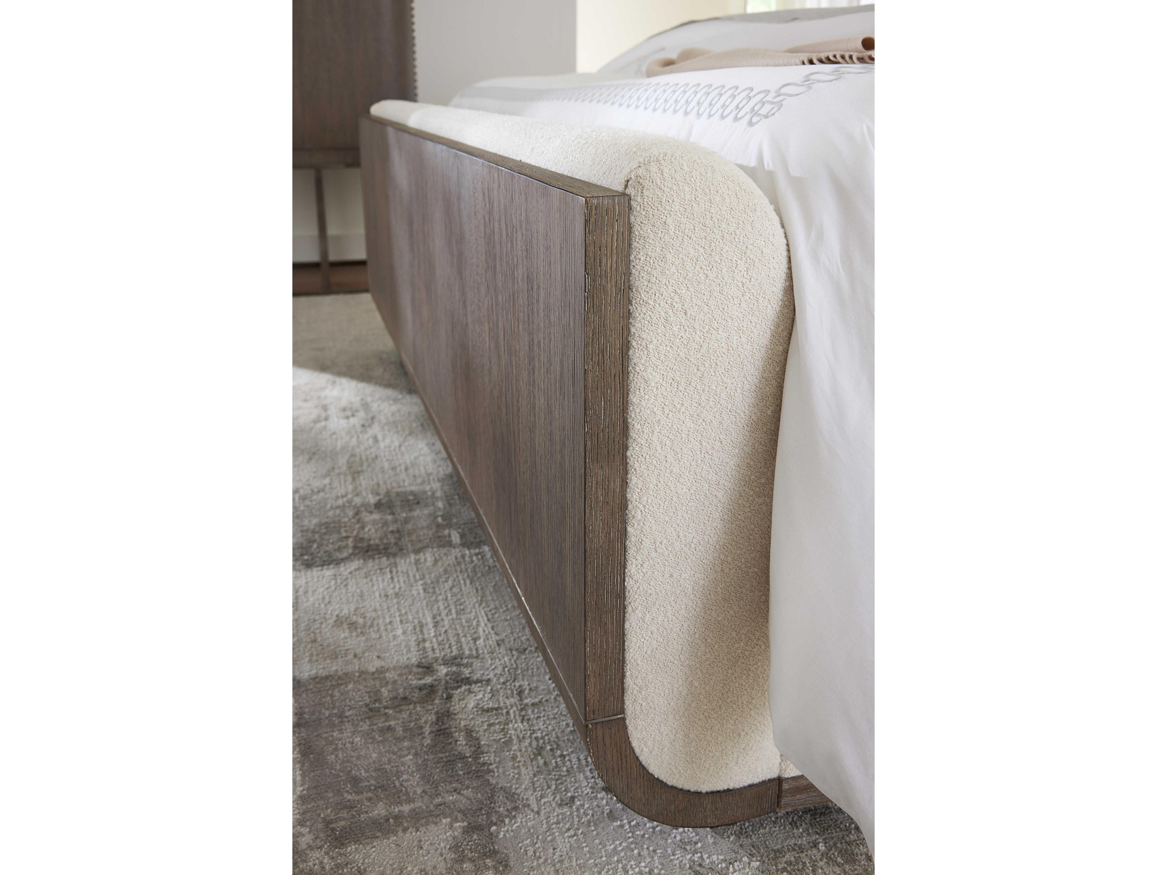 Hooker Furniture Modern Mood Inverness Natural Mink Brown Solid Wood Upholstered California King Panel Bed