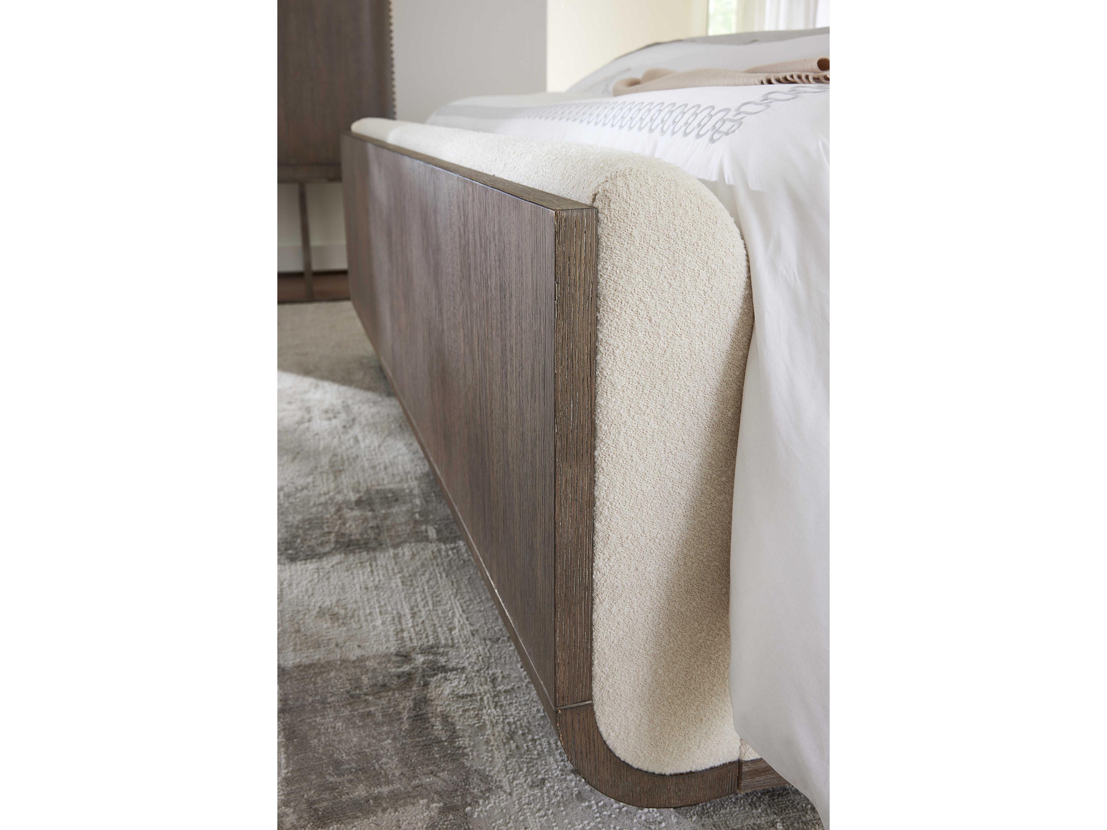 Hooker Furniture Modern Mood Inverness Natural Mink Brown Solid Wood Upholstered California King Panel Bed