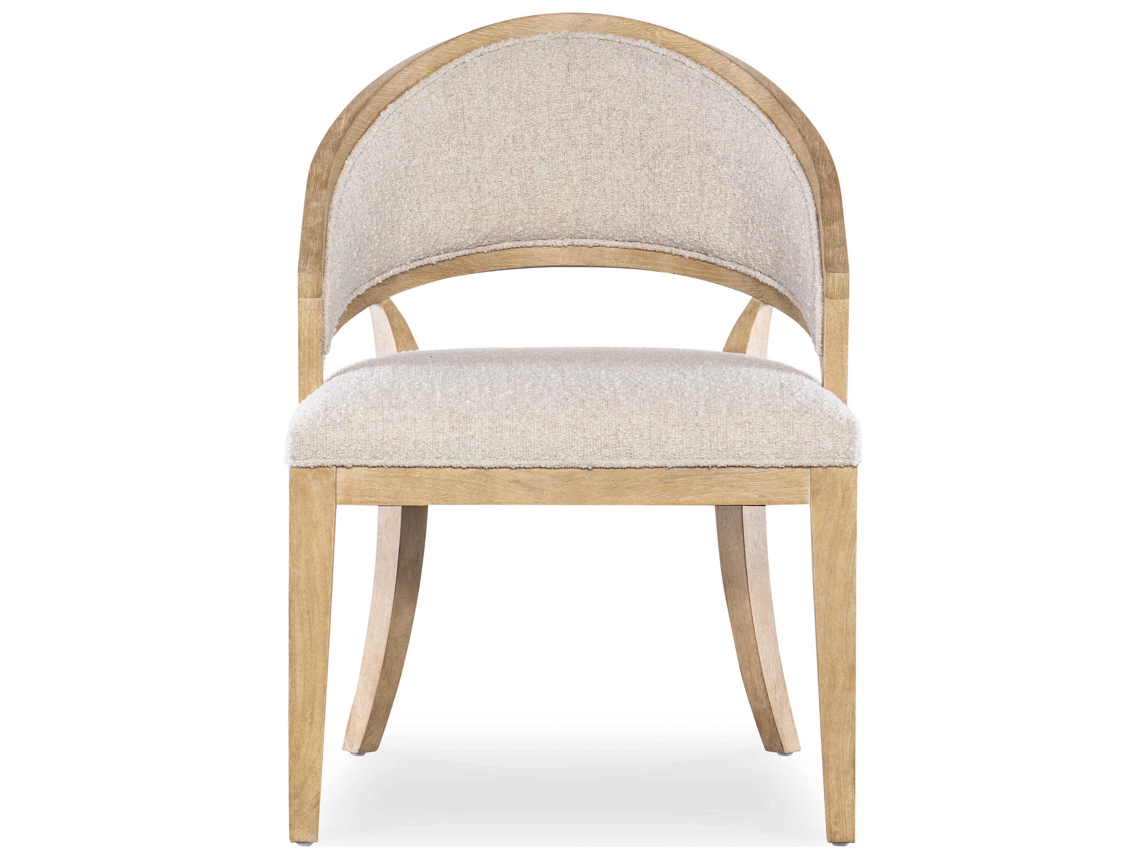 Luxecor Heritage Cane Barrel Back Fabric Solid Wood Beige Upholstered Arm Dining Chair