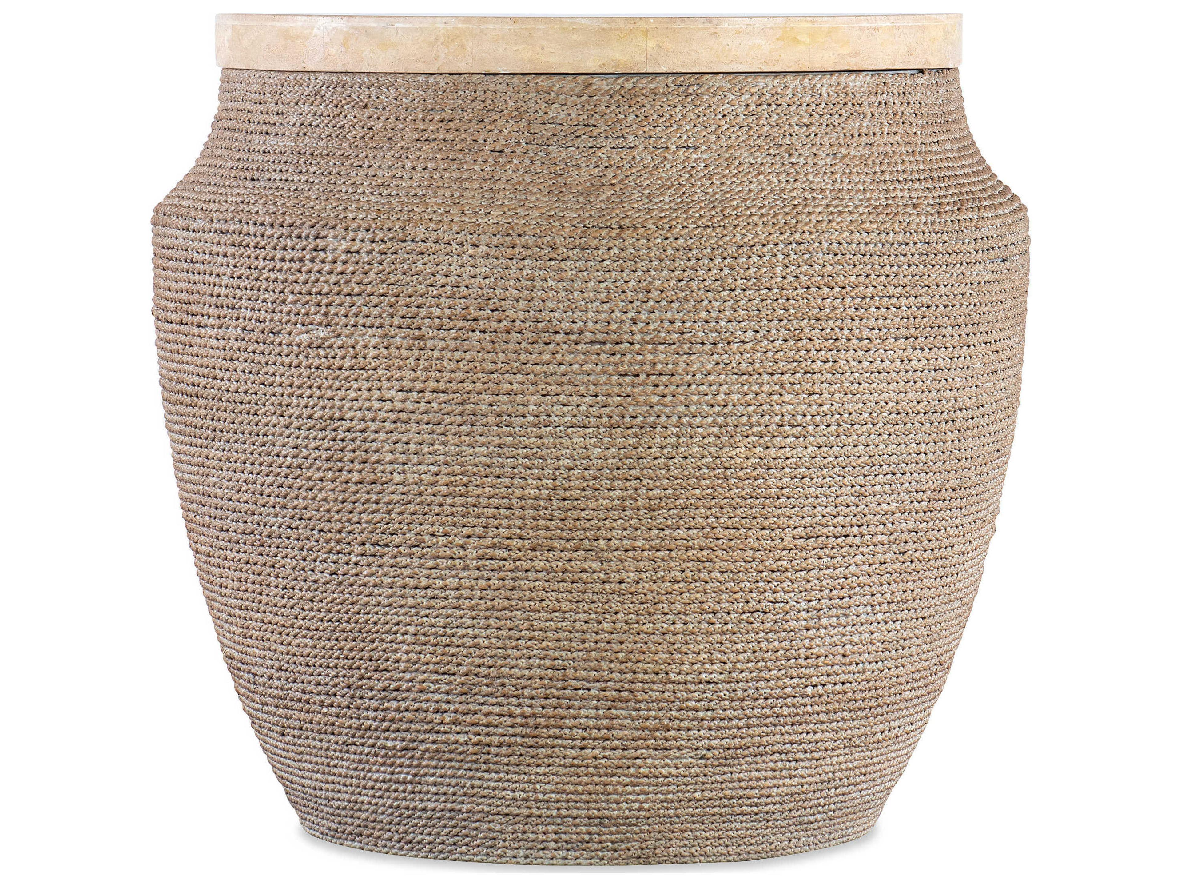 Retreat Round Stone Travertine Marble Brown End Table