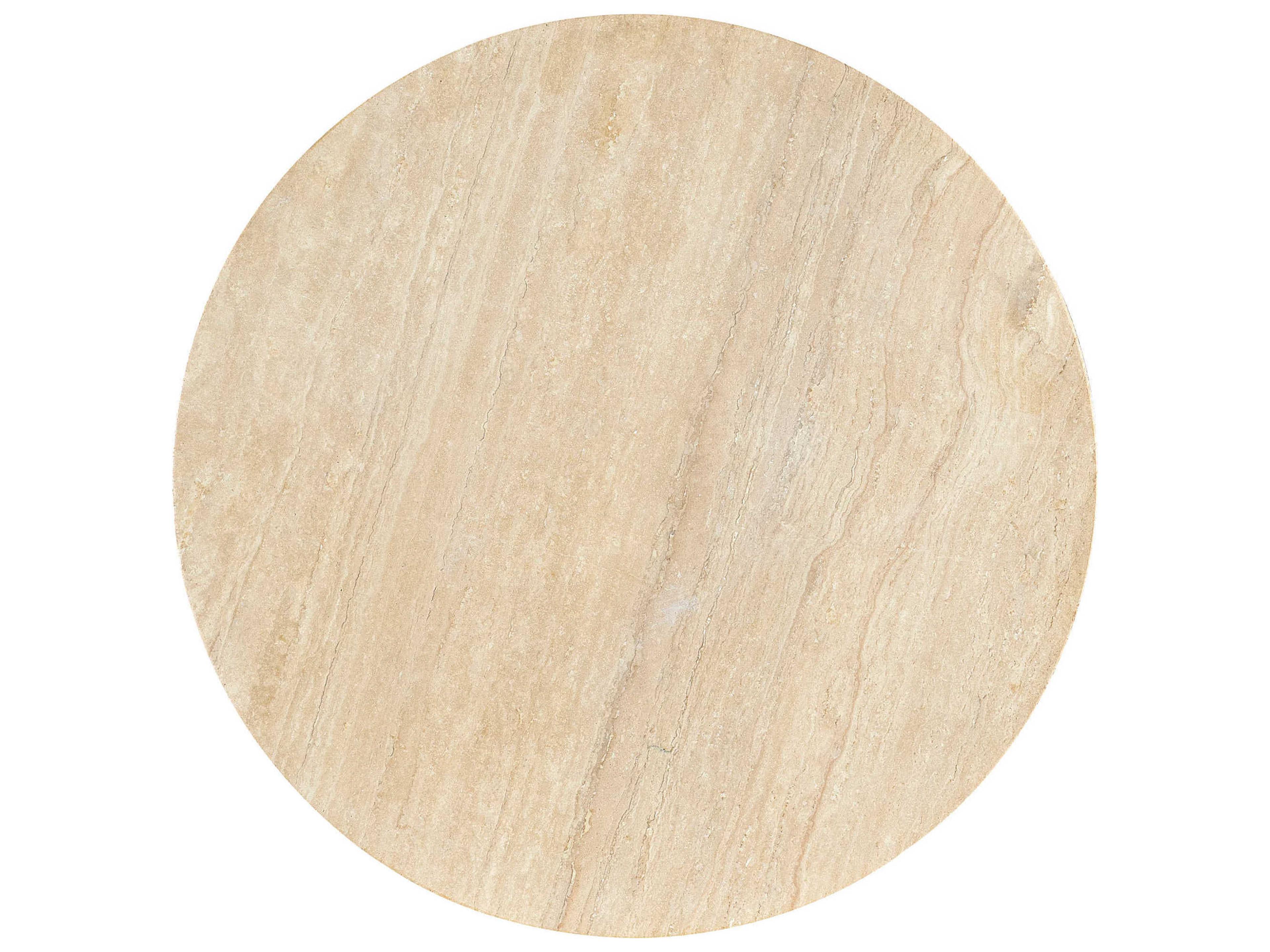 Hooker Furniture Retreat Round Stone Travertine Marble Brown End Table