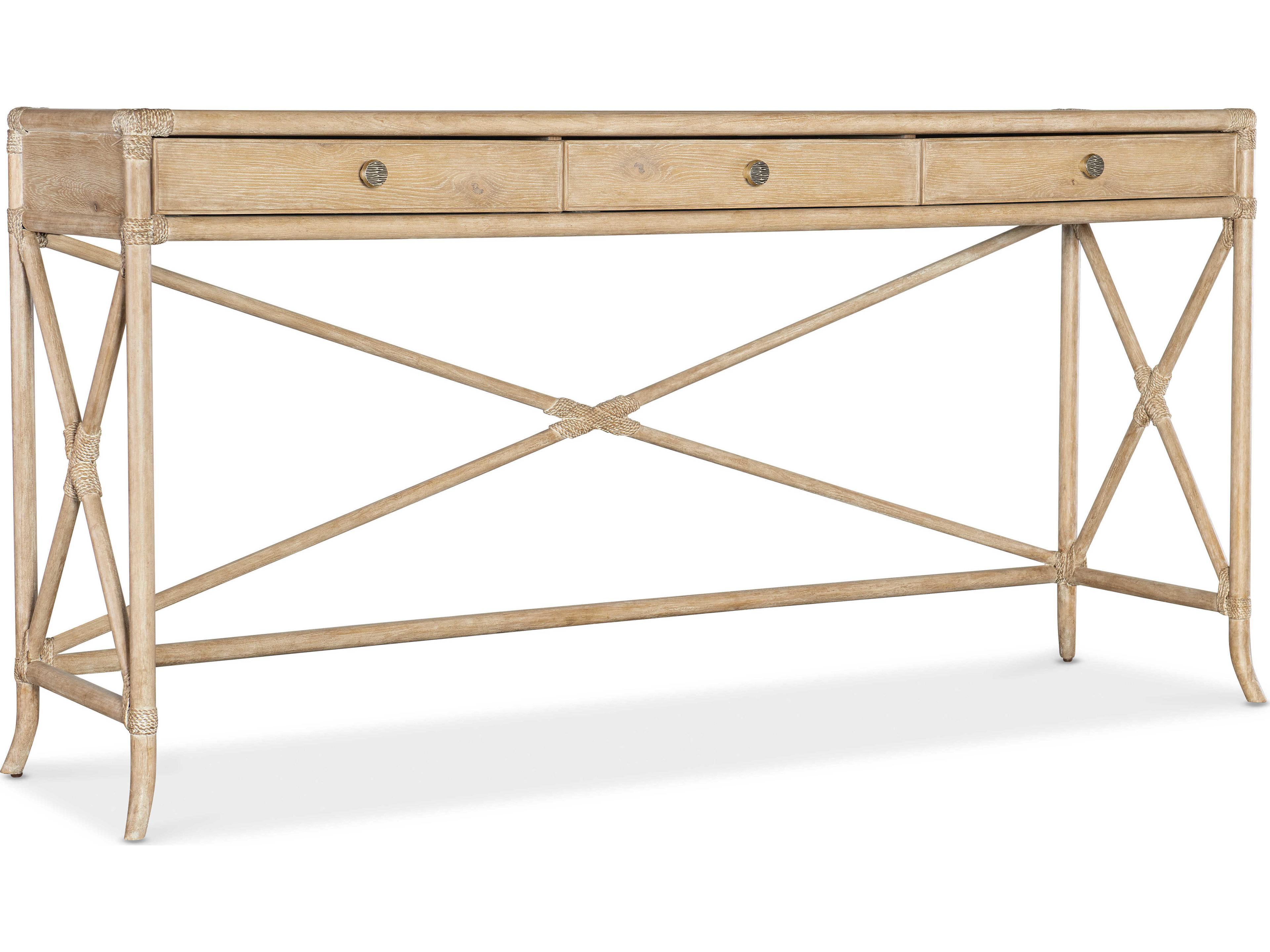 Retreat Pole Rattan Rectangular Wood Dune Console Table