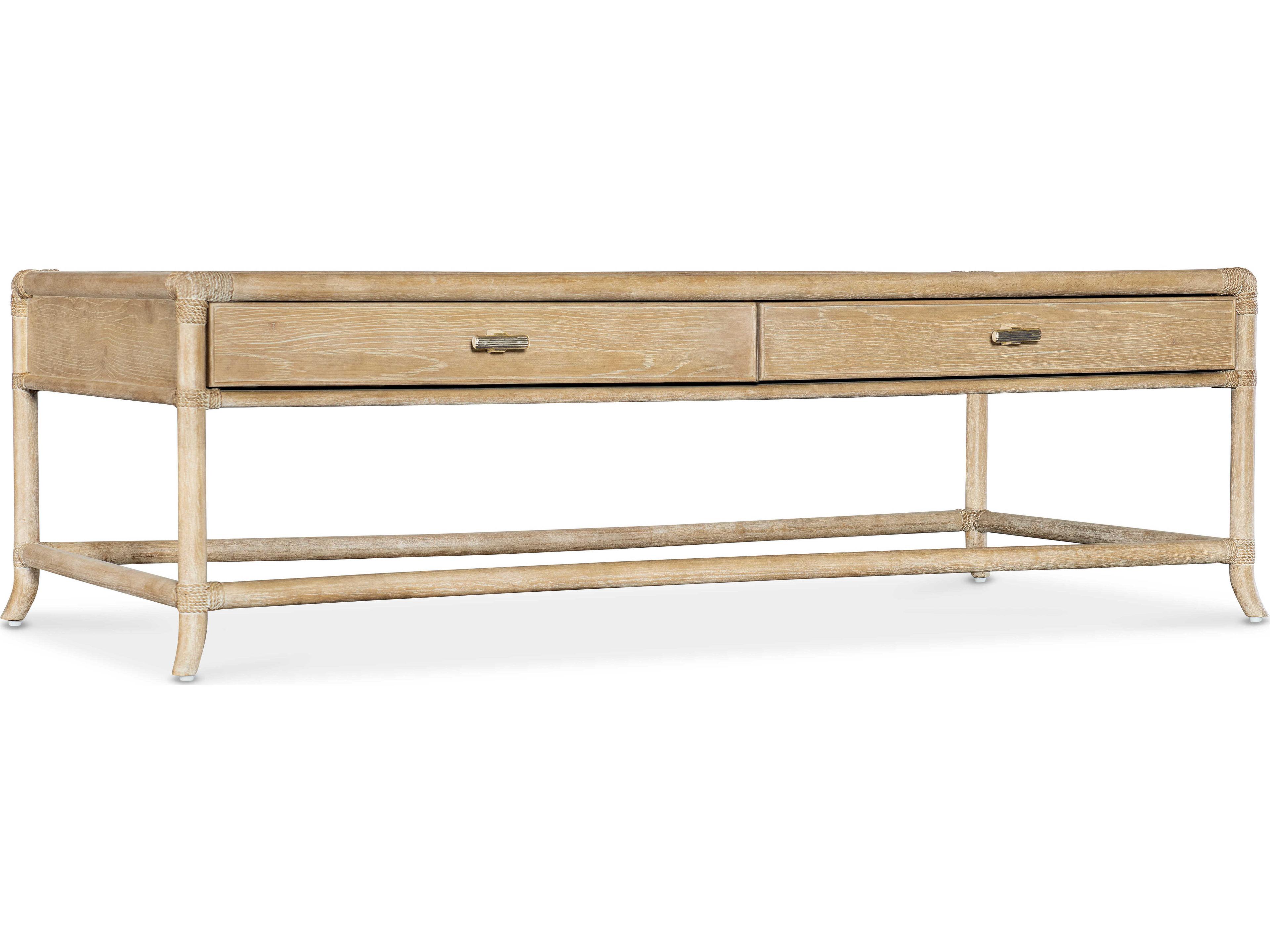 Retreat Pole Rattan Rectangular Wood Dune Cocktail Table