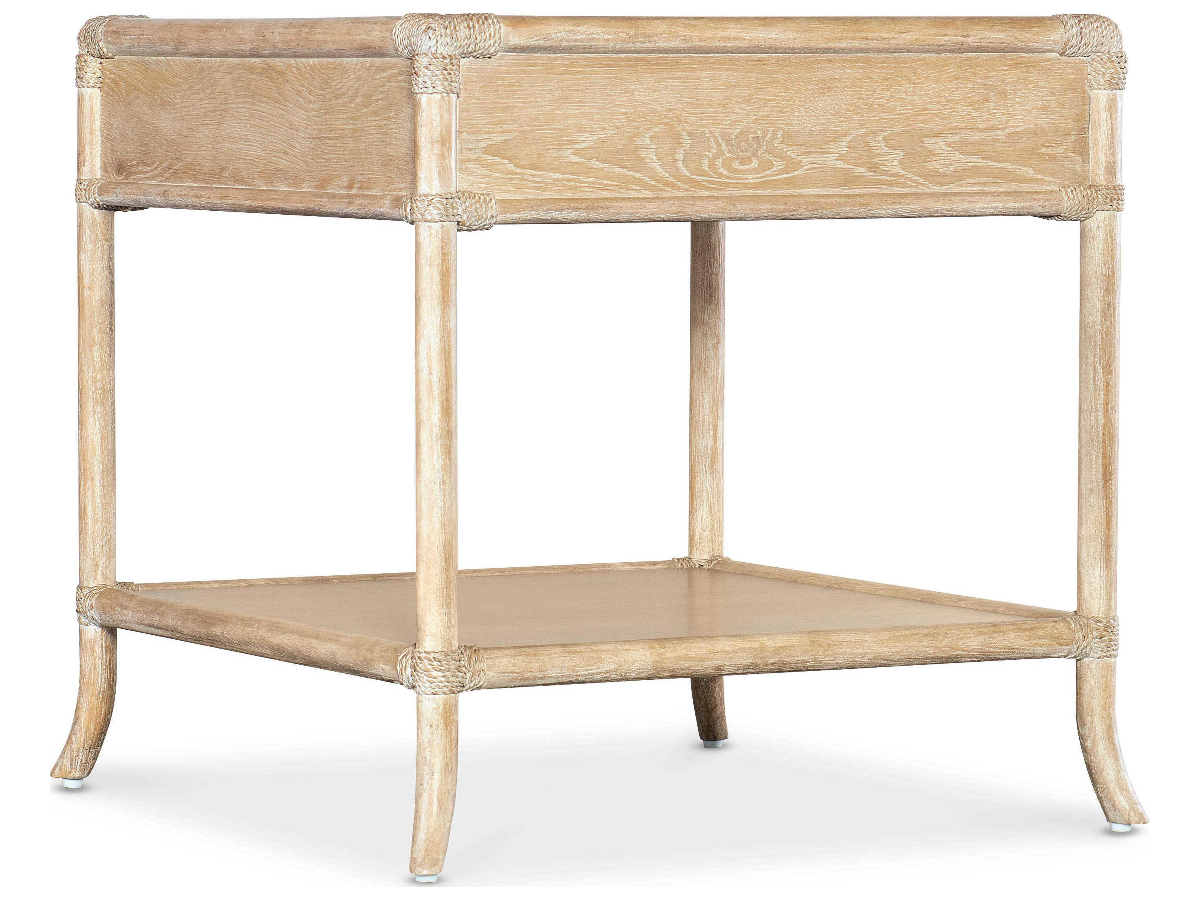 Luxecor Heritage Pole Rattan Rectangular Wood Dune End Table