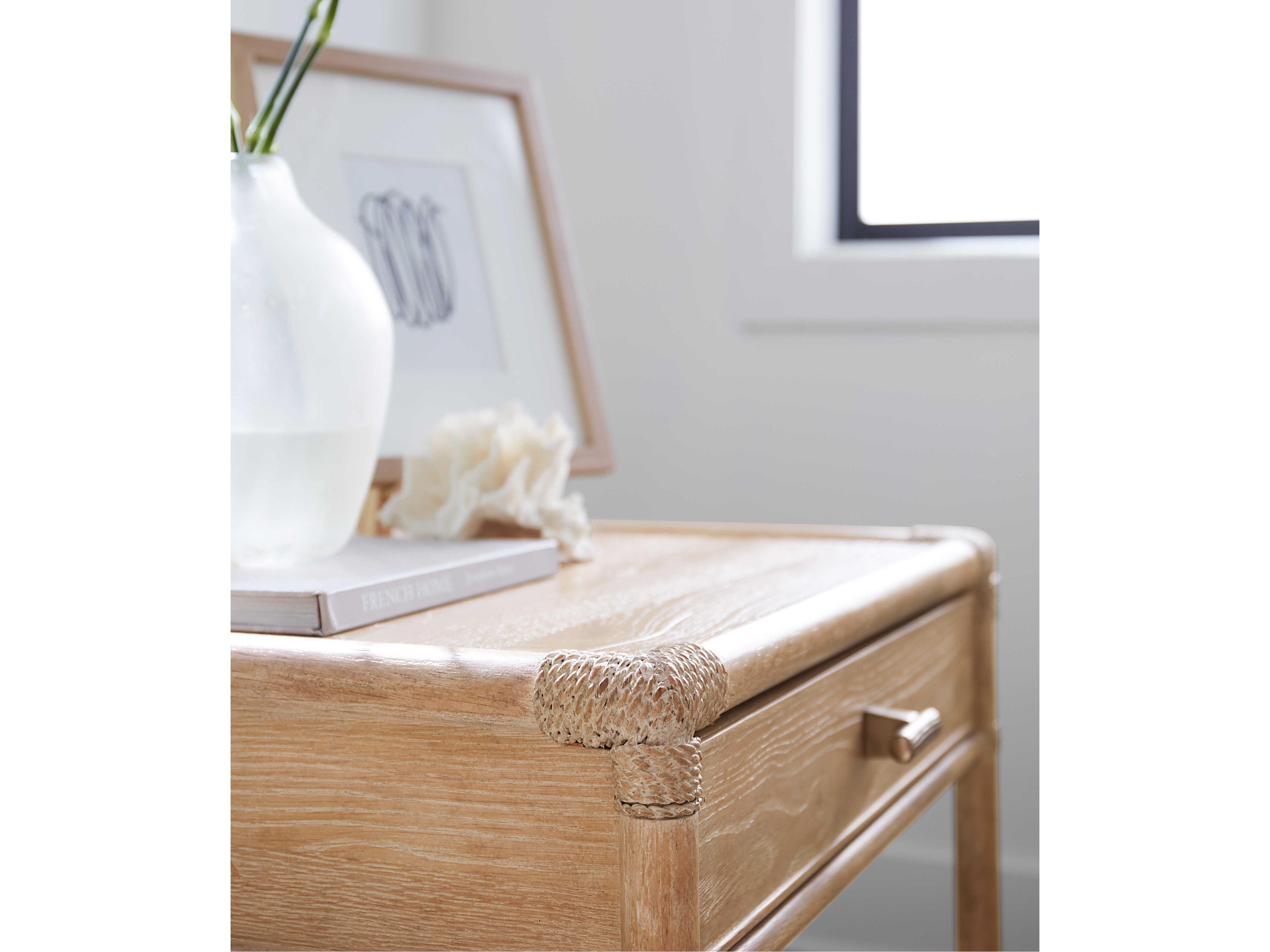 Luxecor Heritage Pole Rattan Rectangular Wood Dune End Table