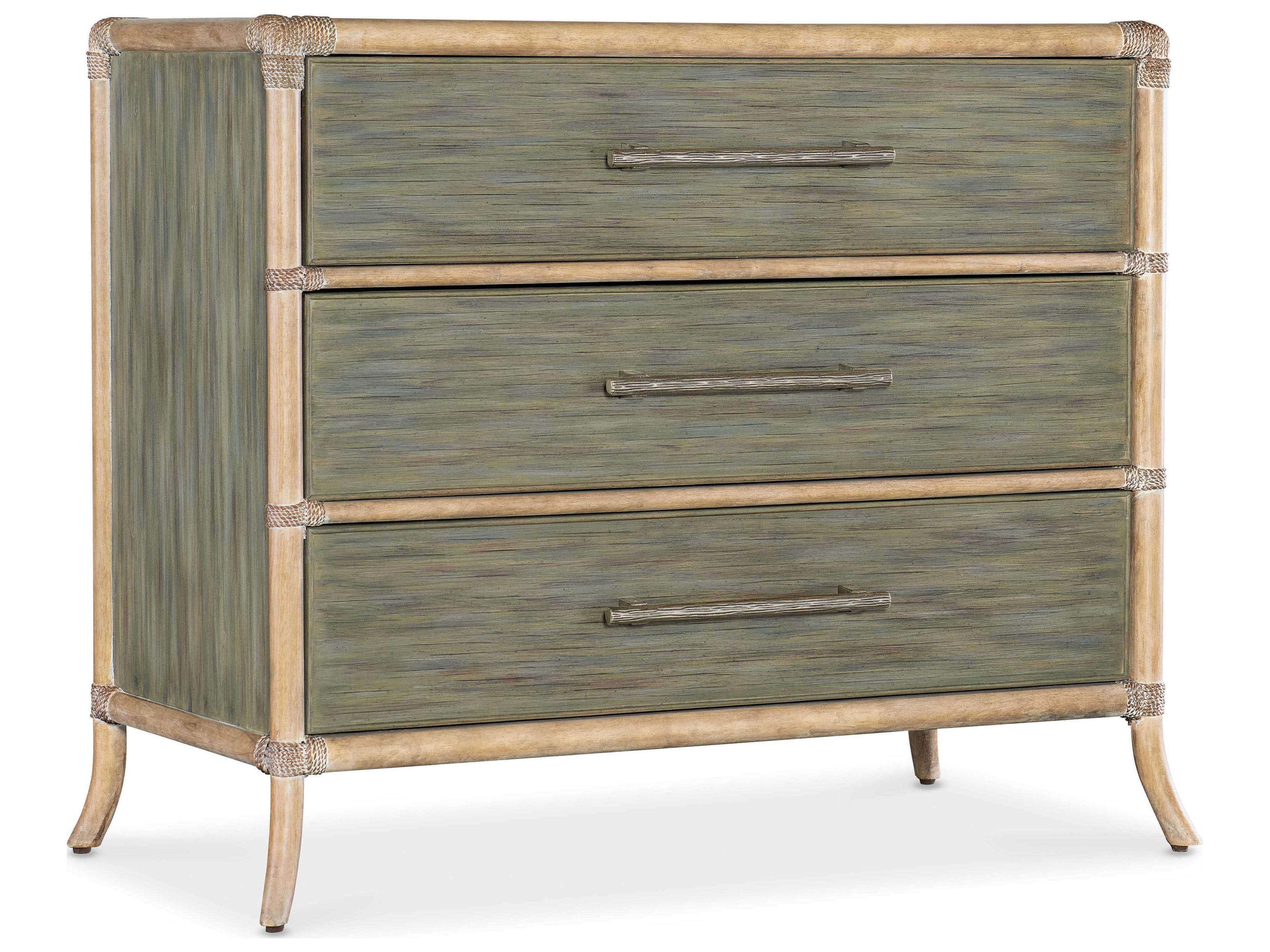 Retreat 3-Drawers Seagrass Dune Green Solid Wood Accent Chest