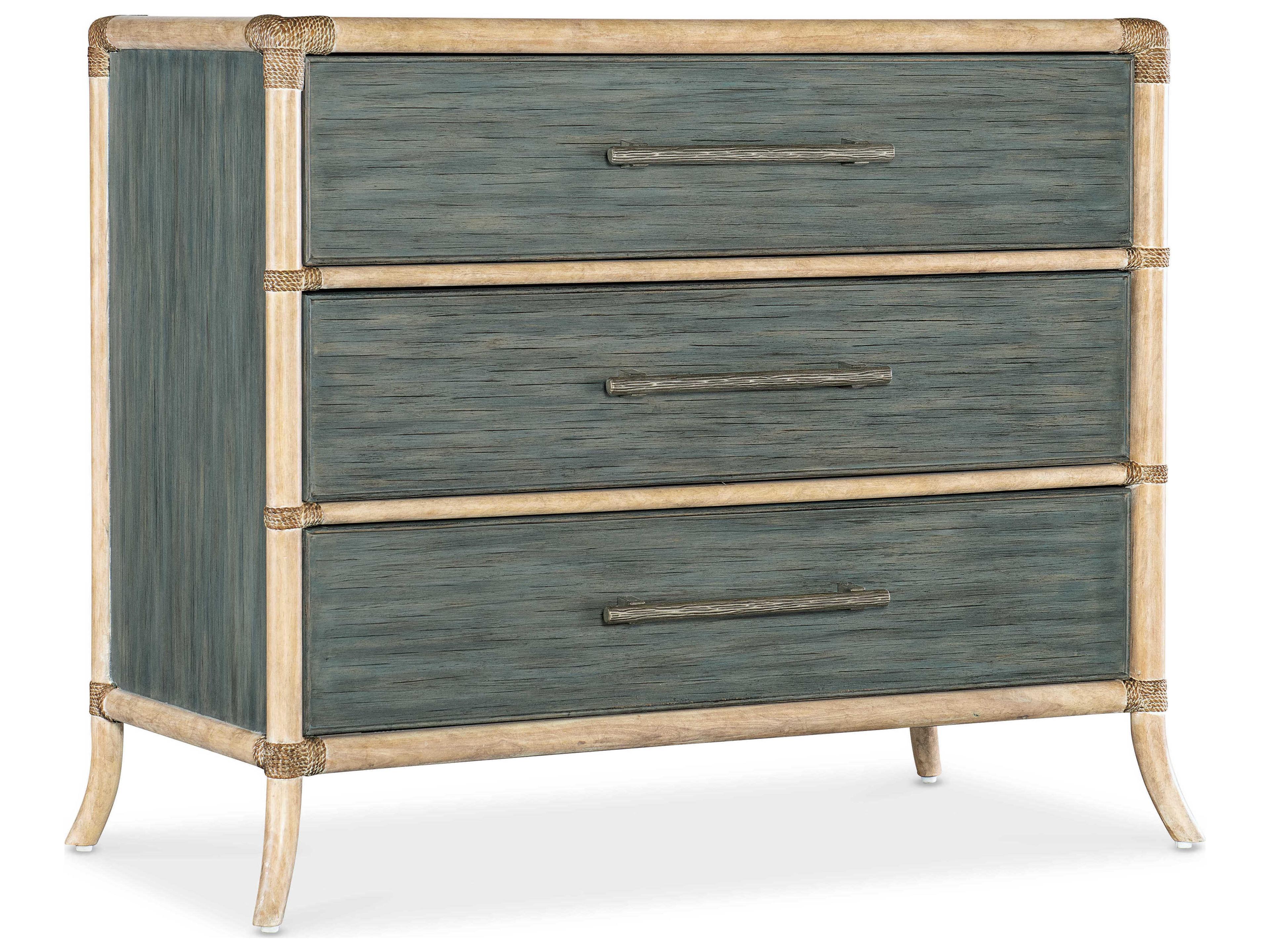 Retreat 3-Drawers Lagoon Dune Blue Solid Wood Accent Chest