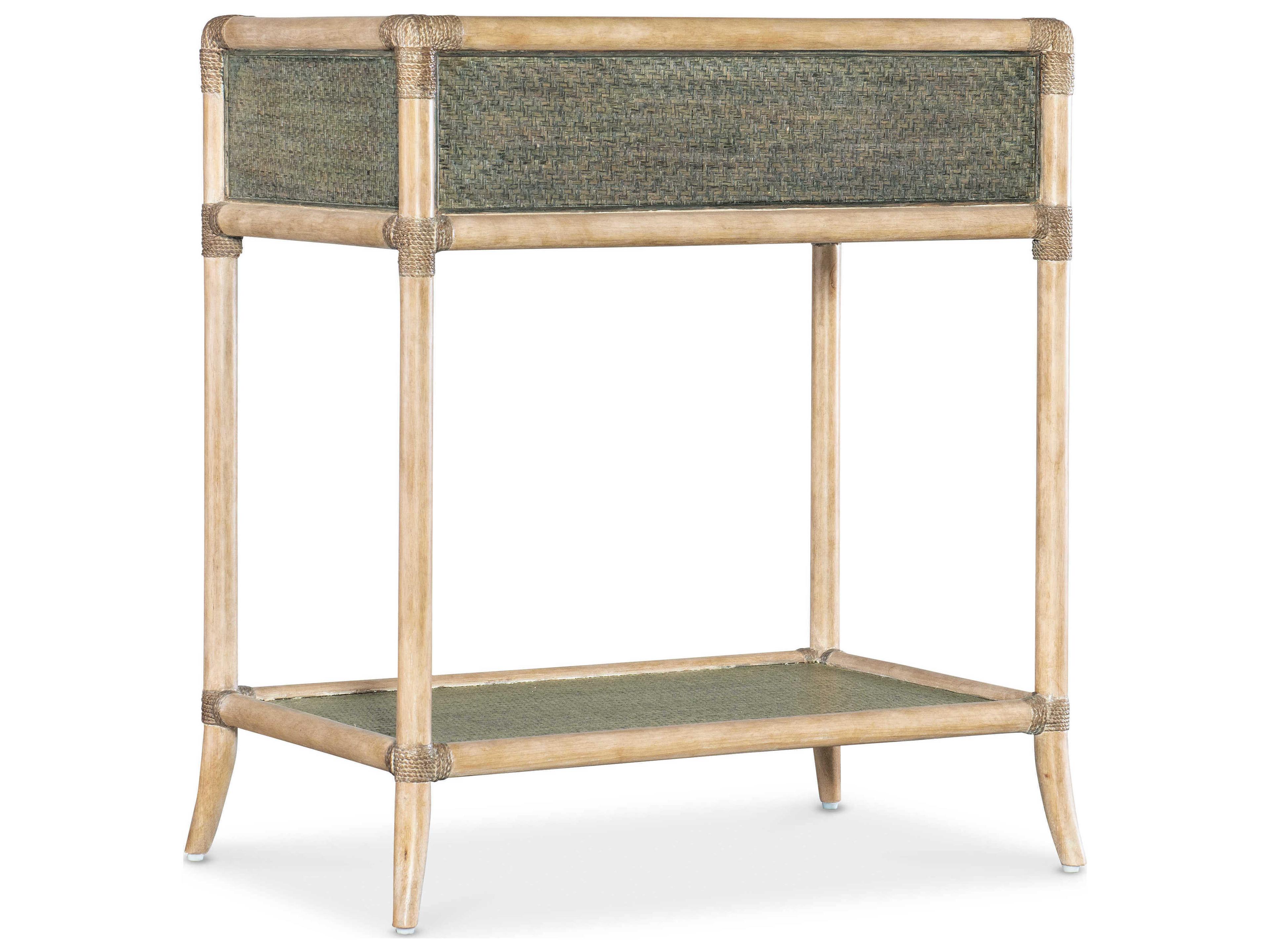 Hooker Furniture Retreat Pole Rattan 1-Drawer Brown Solid Wood Nightstand