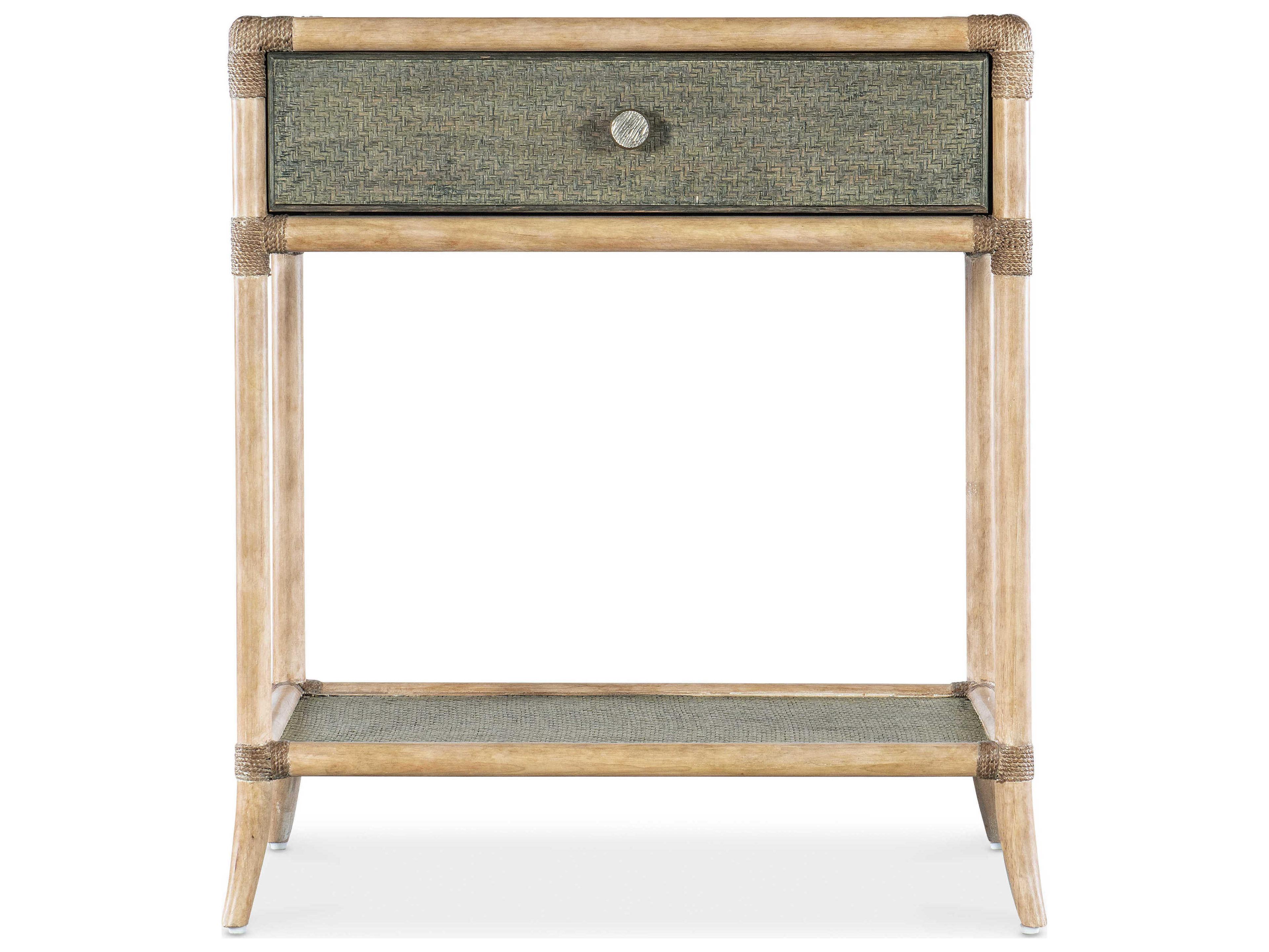 Hooker Furniture Retreat Pole Rattan 1-Drawer Brown Solid Wood Nightstand