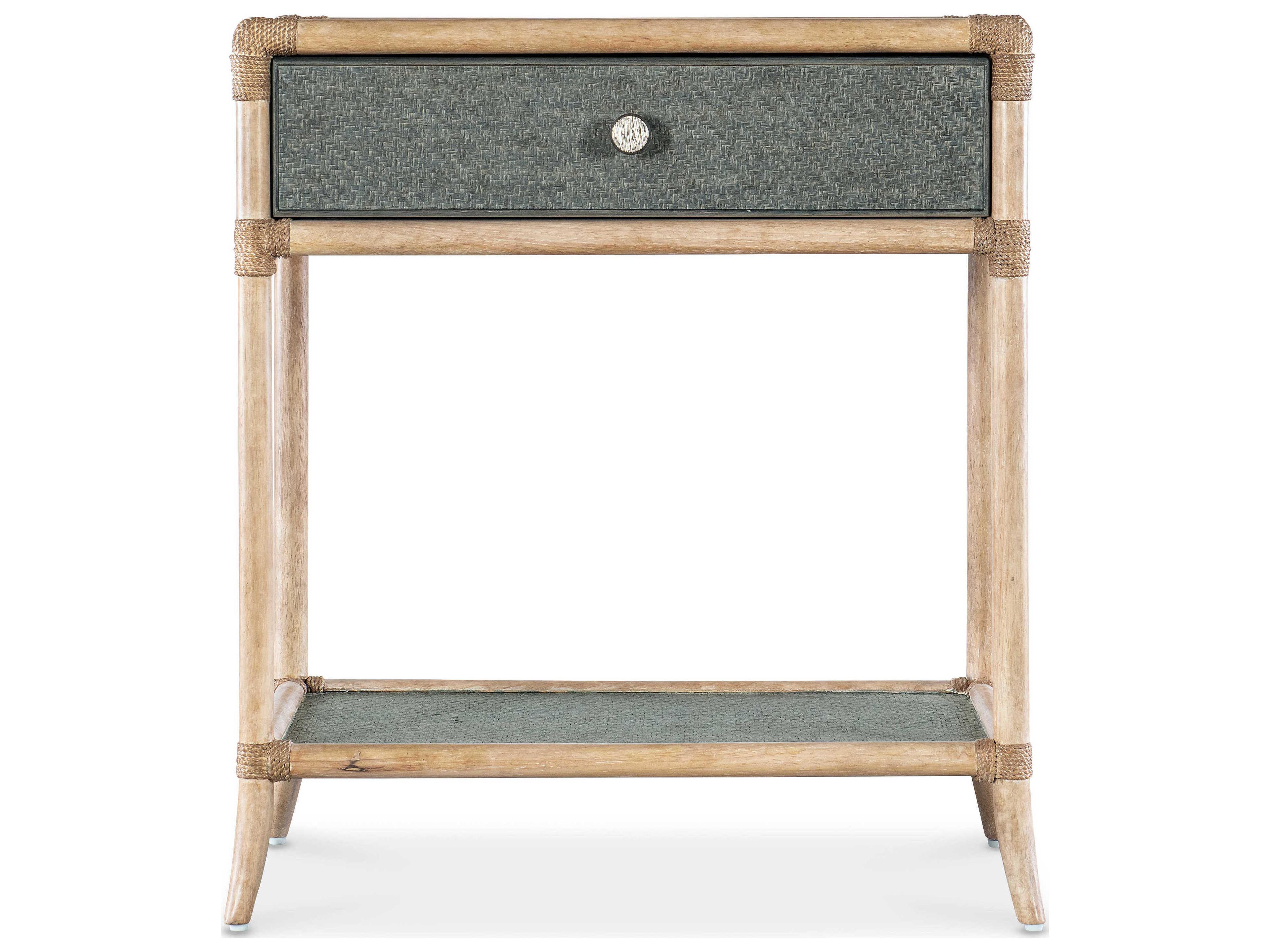 Hooker Furniture Retreat Pole Rattan 1-Drawer Brown Solid Wood Nightstand