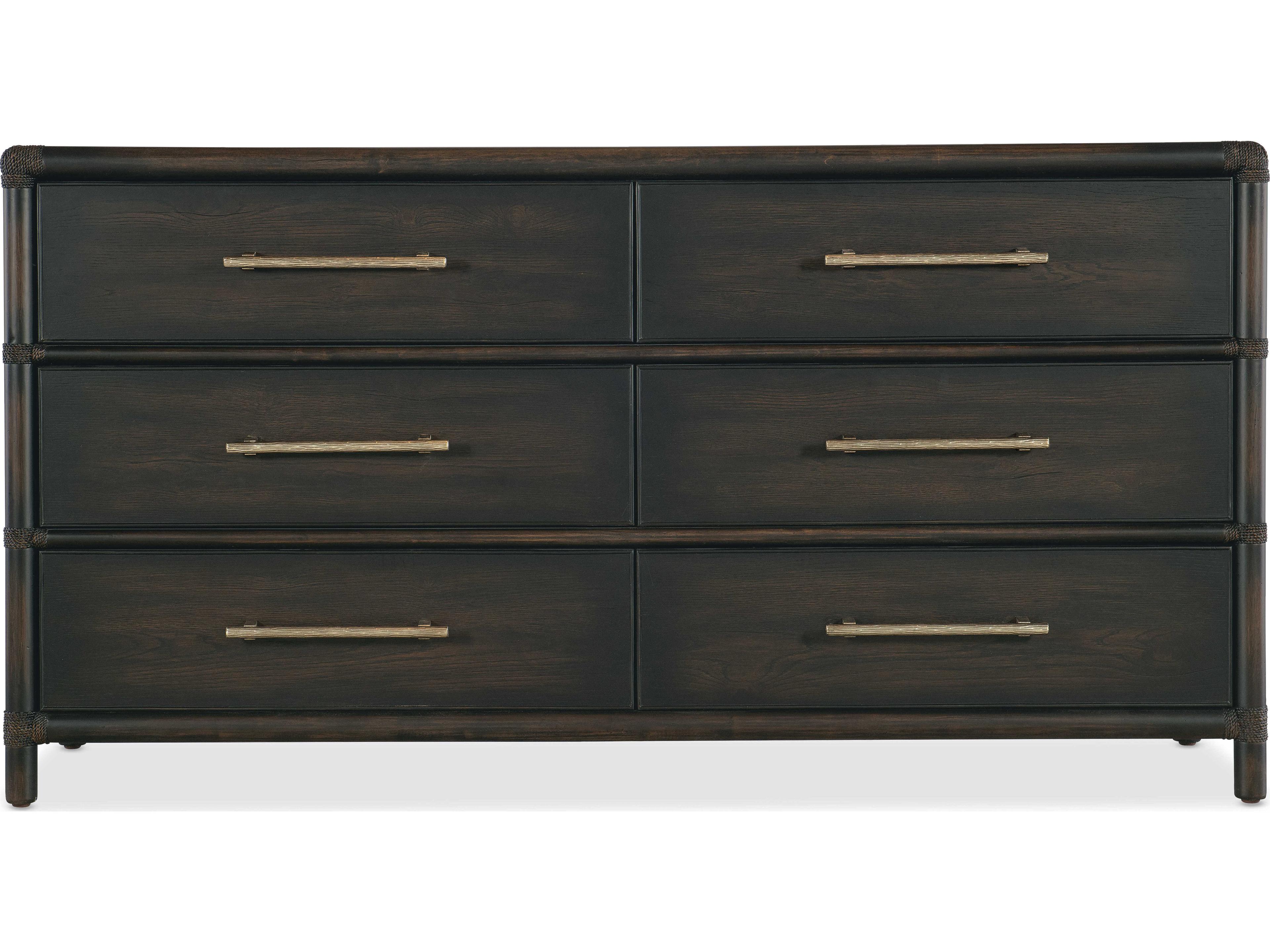 Hooker Furniture Retreat Pole Rattan 6-Drawers Solid Wood Double Dresser