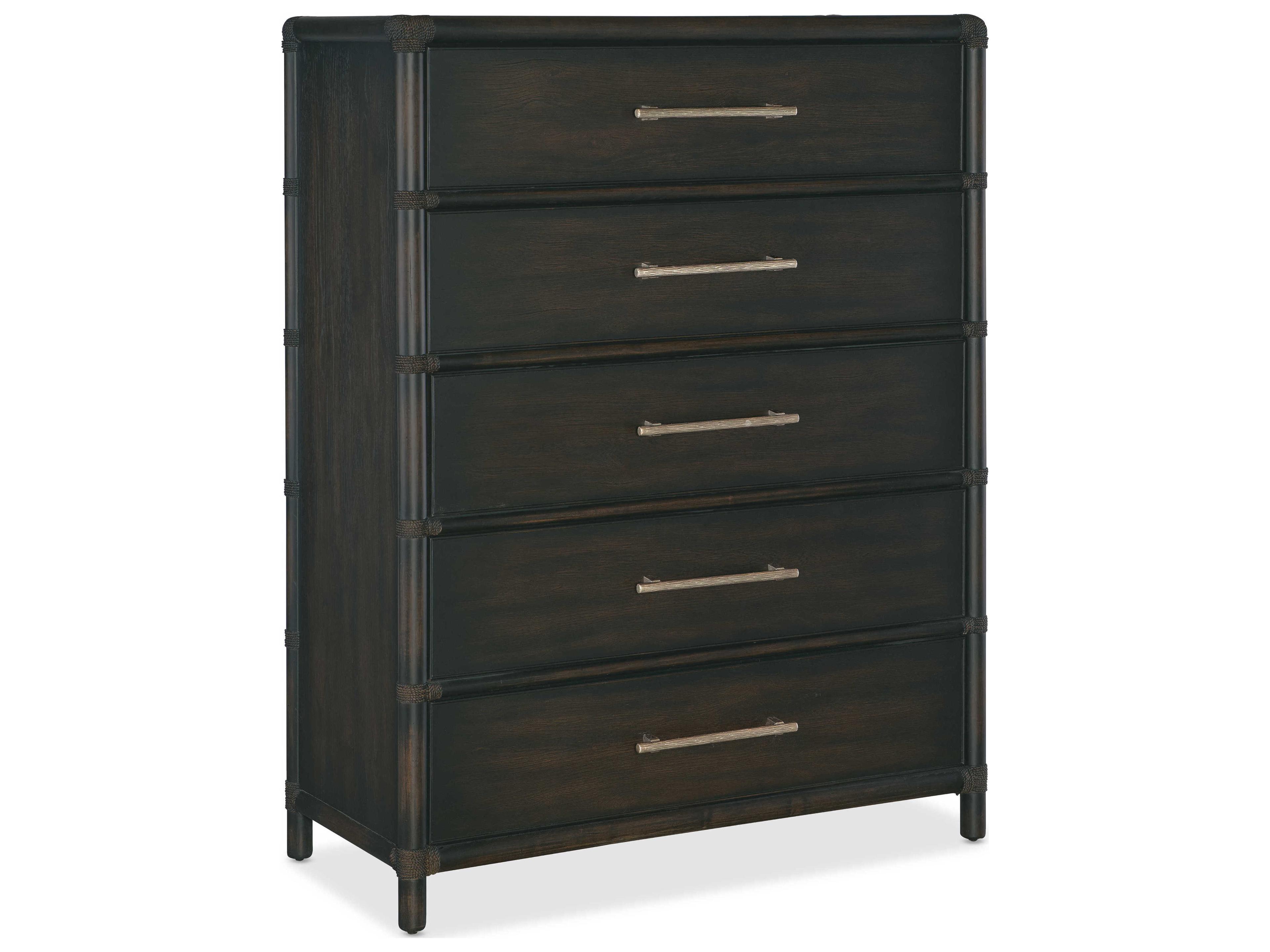 Retreat 5-Drawers Black Sand Solid Wood Accent Chest