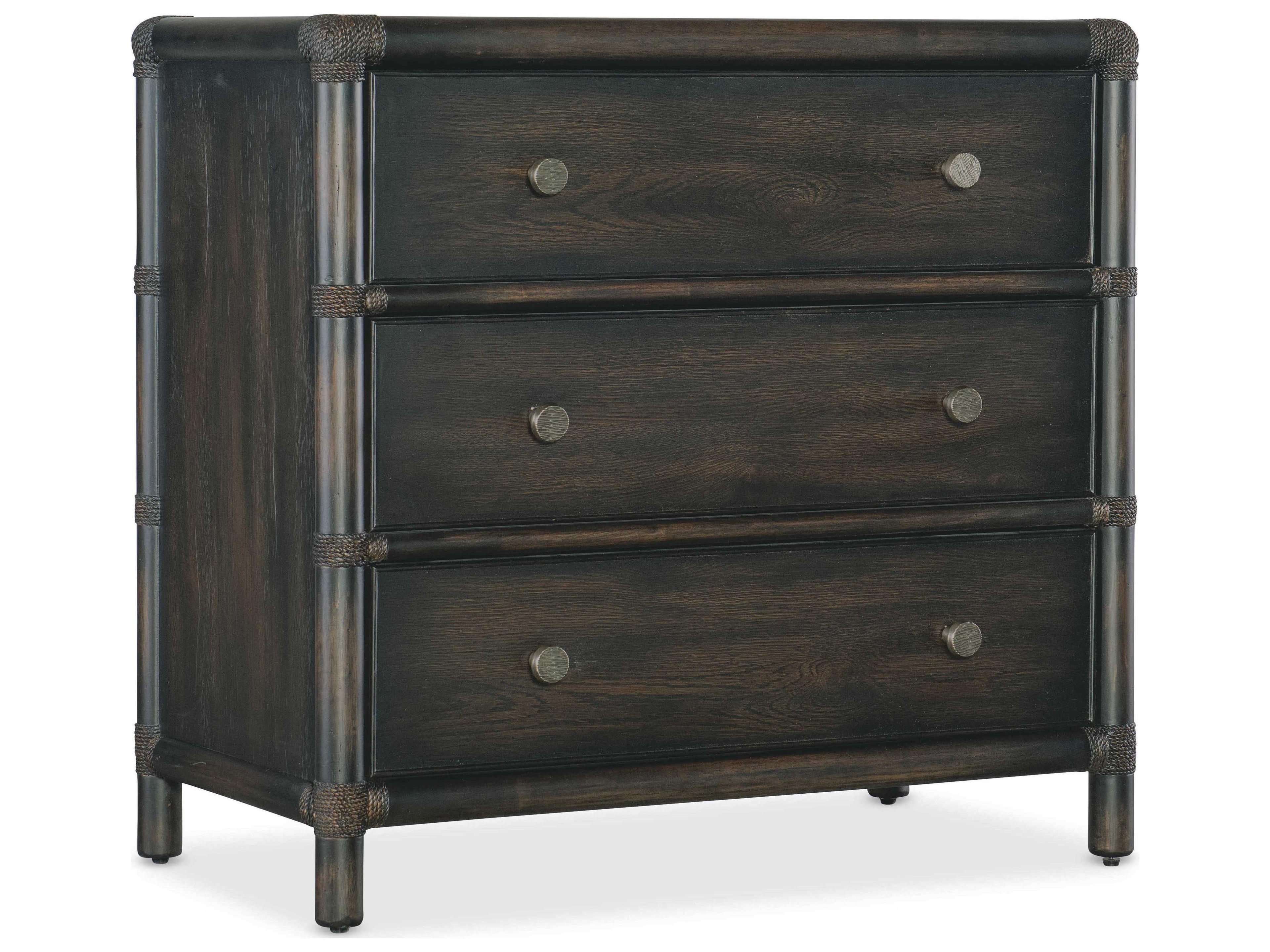 Retreat Pole Rattan 3-Drawers Solid Wood Nightstand