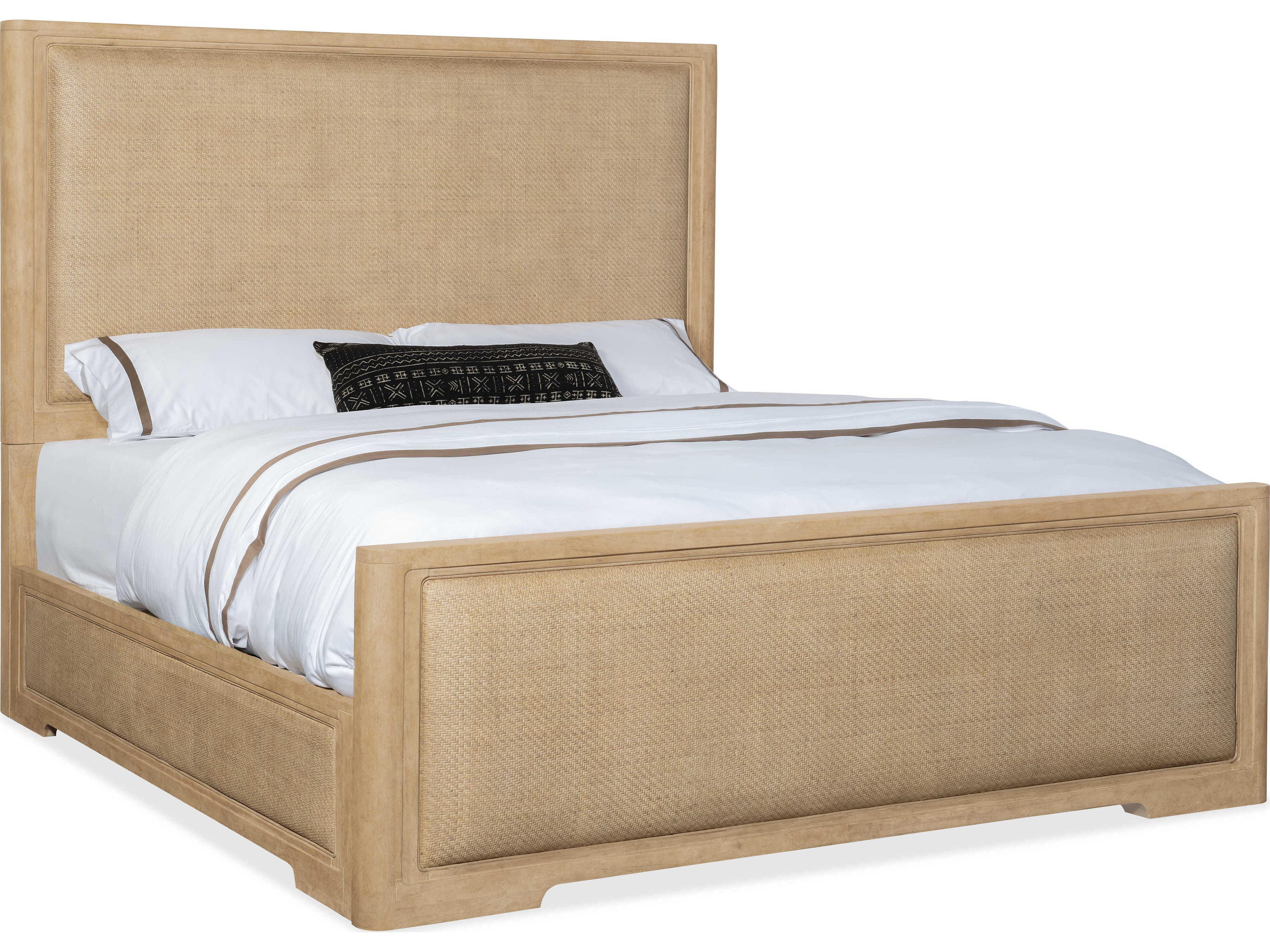 Retreat Dune Brown Solid Wood Upholstered King Panel Bed