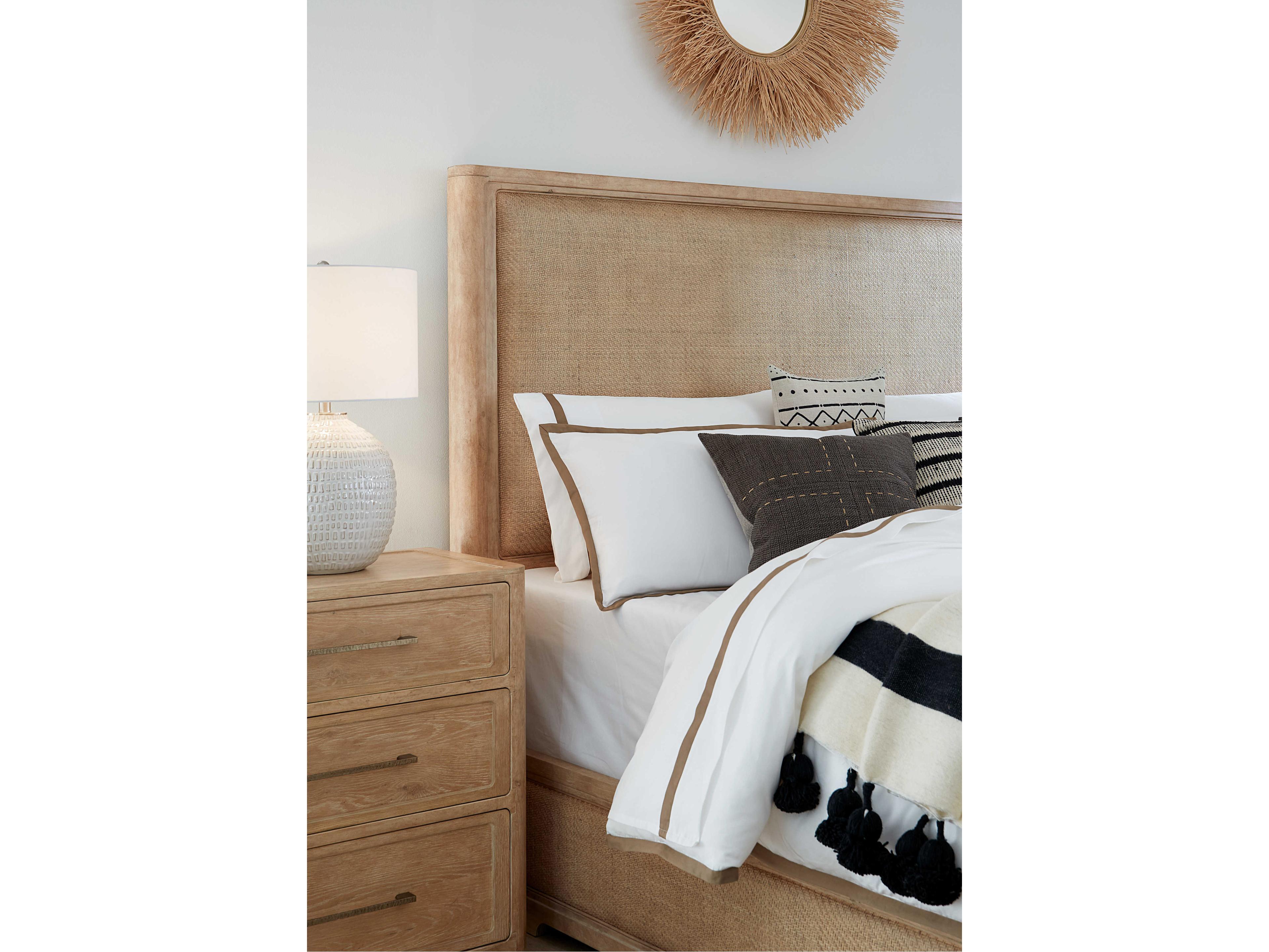 Hooker Furniture Retreat Dune Brown Solid Wood Upholstered King Panel Bed