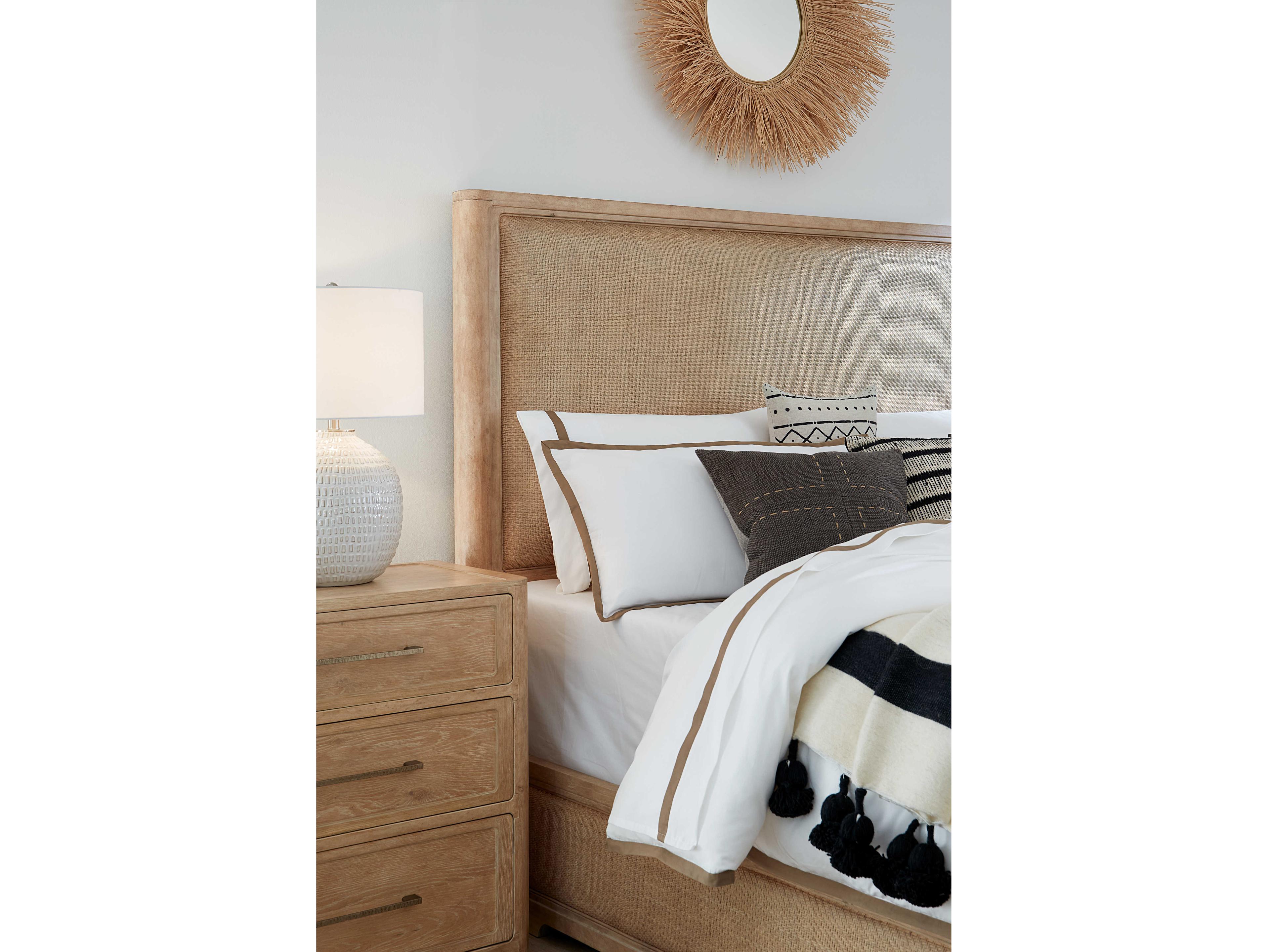 Hooker Furniture Retreat Dune Brown Solid Wood Upholstered King Panel Bed