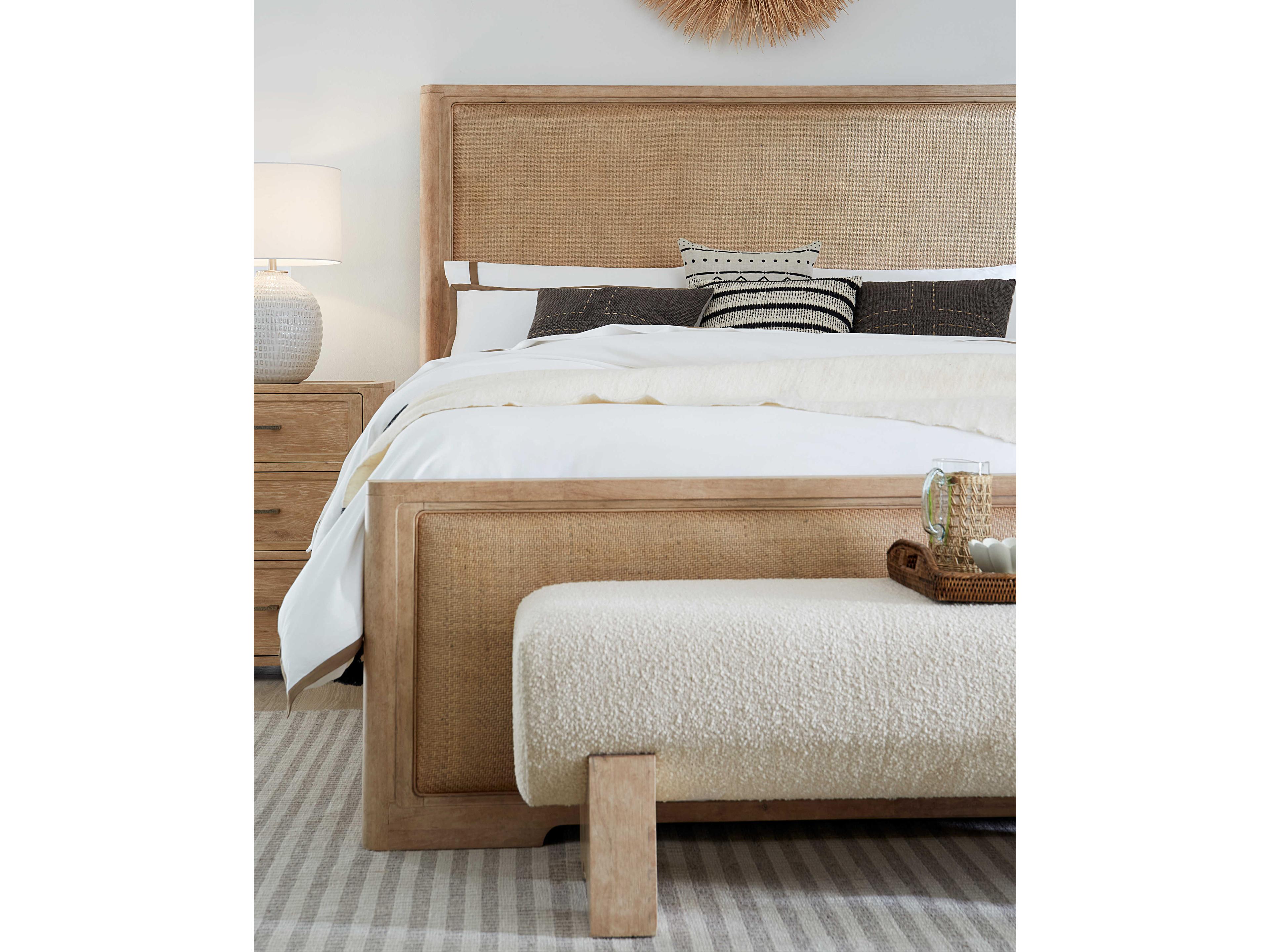 Hooker Furniture Retreat Dune Brown Solid Wood Upholstered King Panel Bed