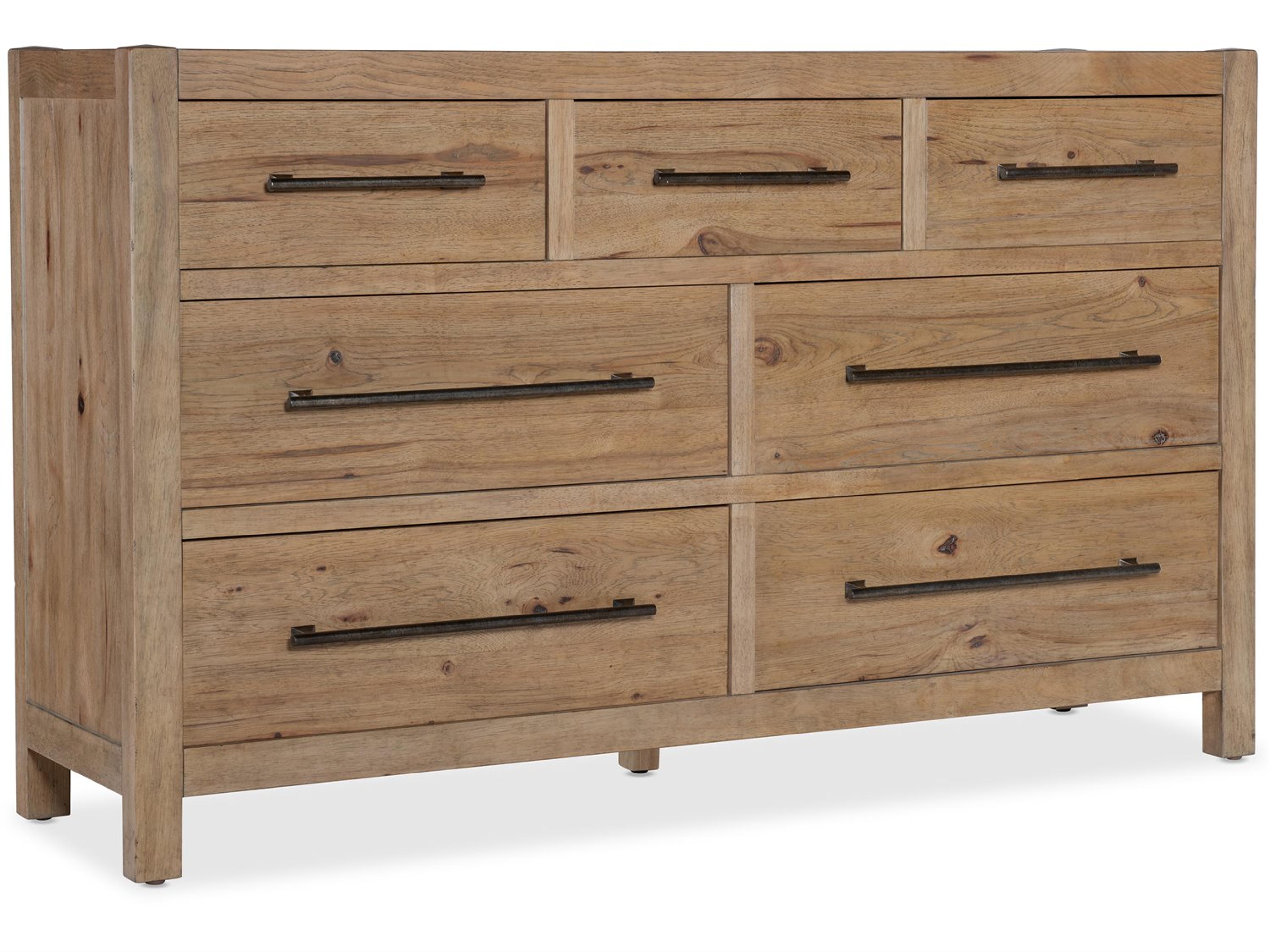 Vineyard Row 7-Drawers Brown Oak Wood Double Dresser