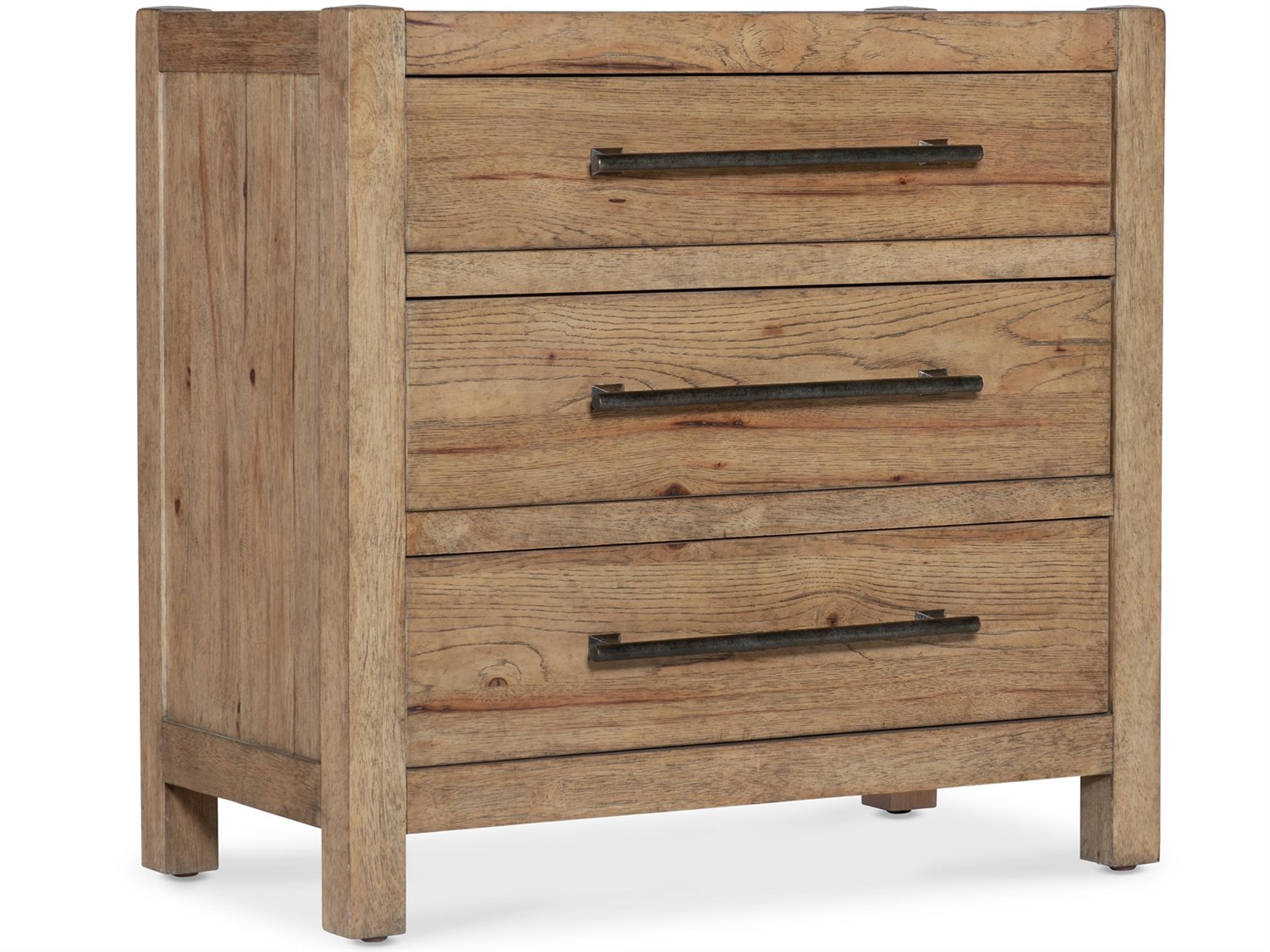 Vineyard Row 3-Drawers Brown Oak Wood Nightstand