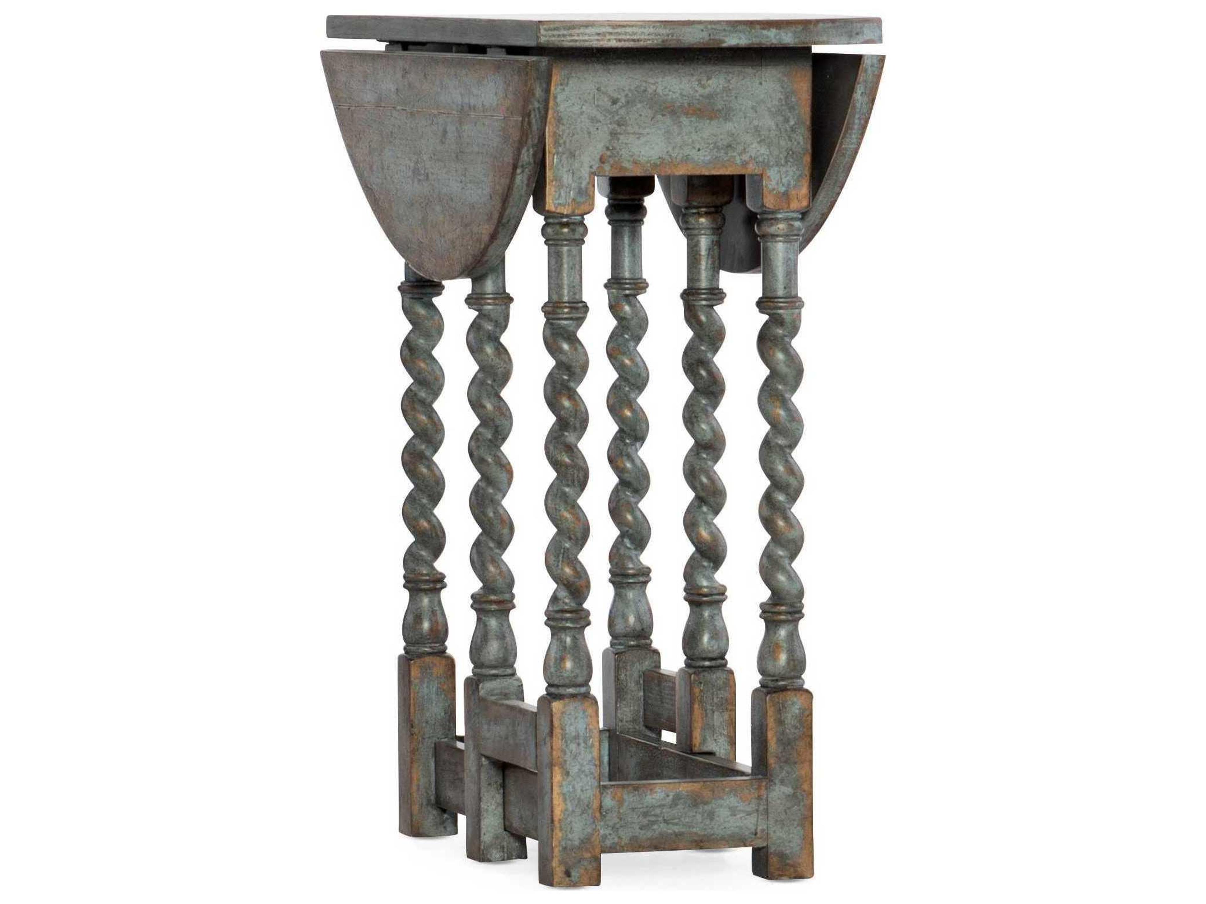 Luxecor Heritage Round Wood Blue End Table