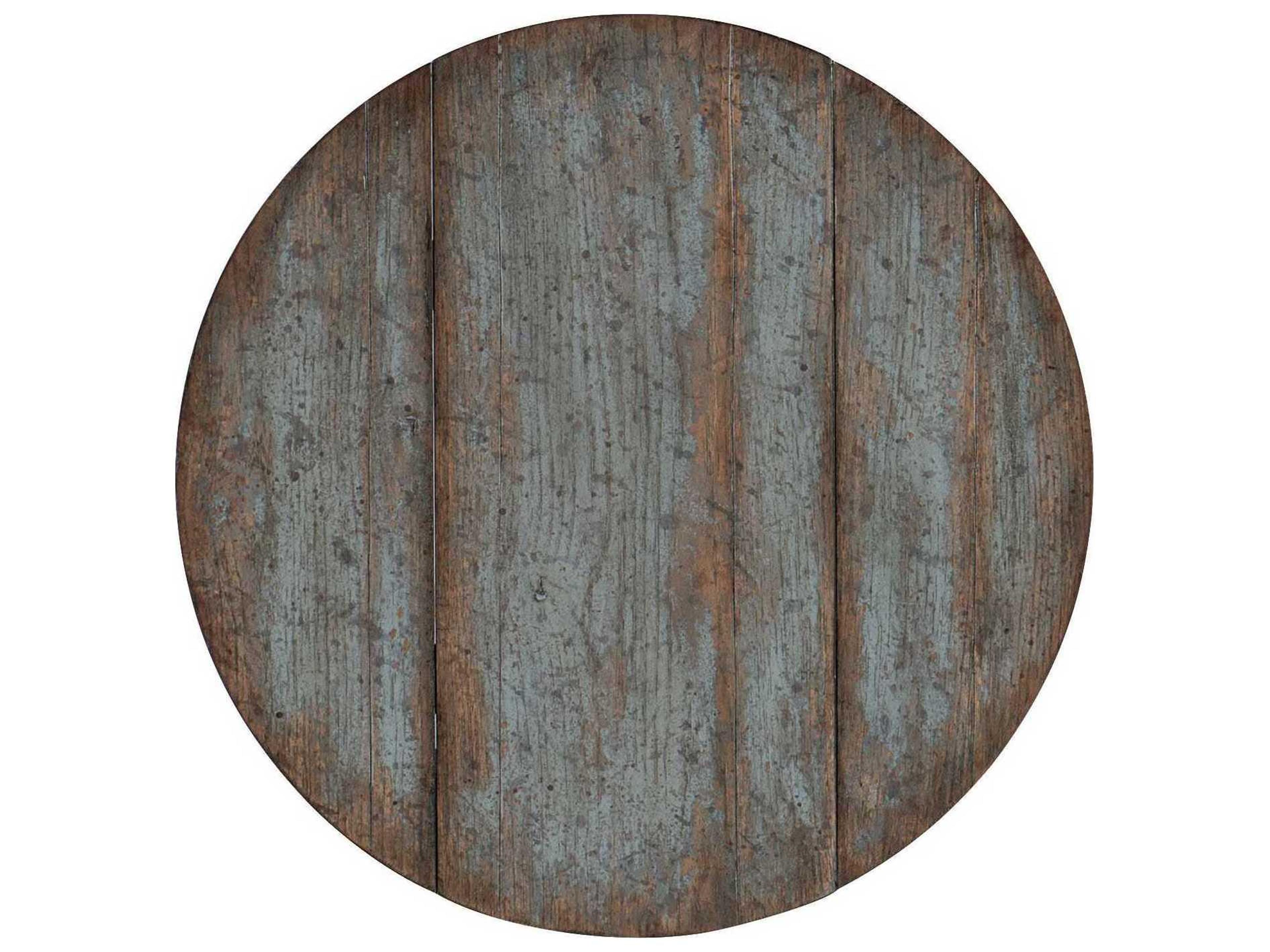 Luxecor Heritage Round Wood Blue End Table