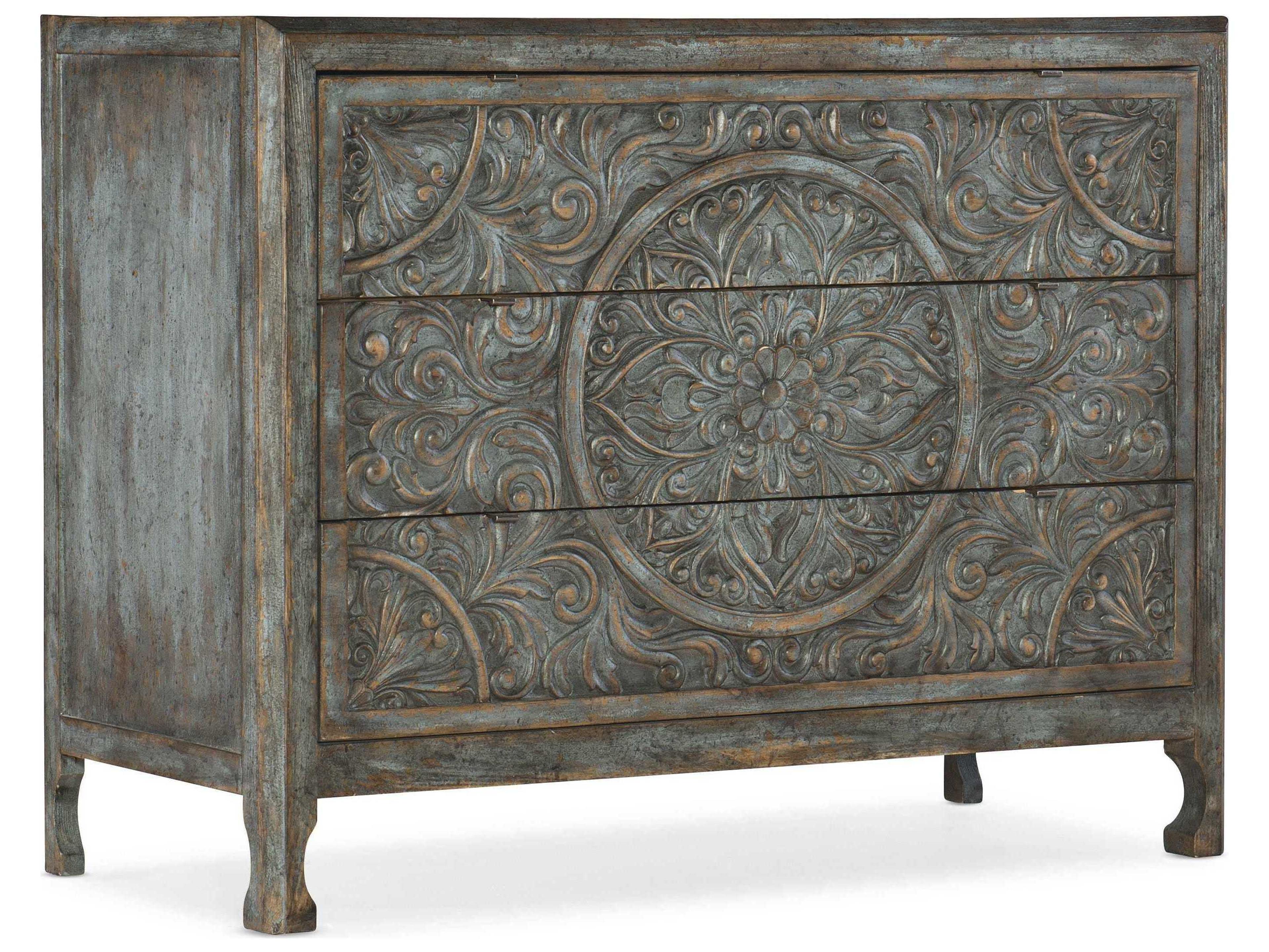 La Grange 3-Drawers Blue Hardwood Accent Chest
