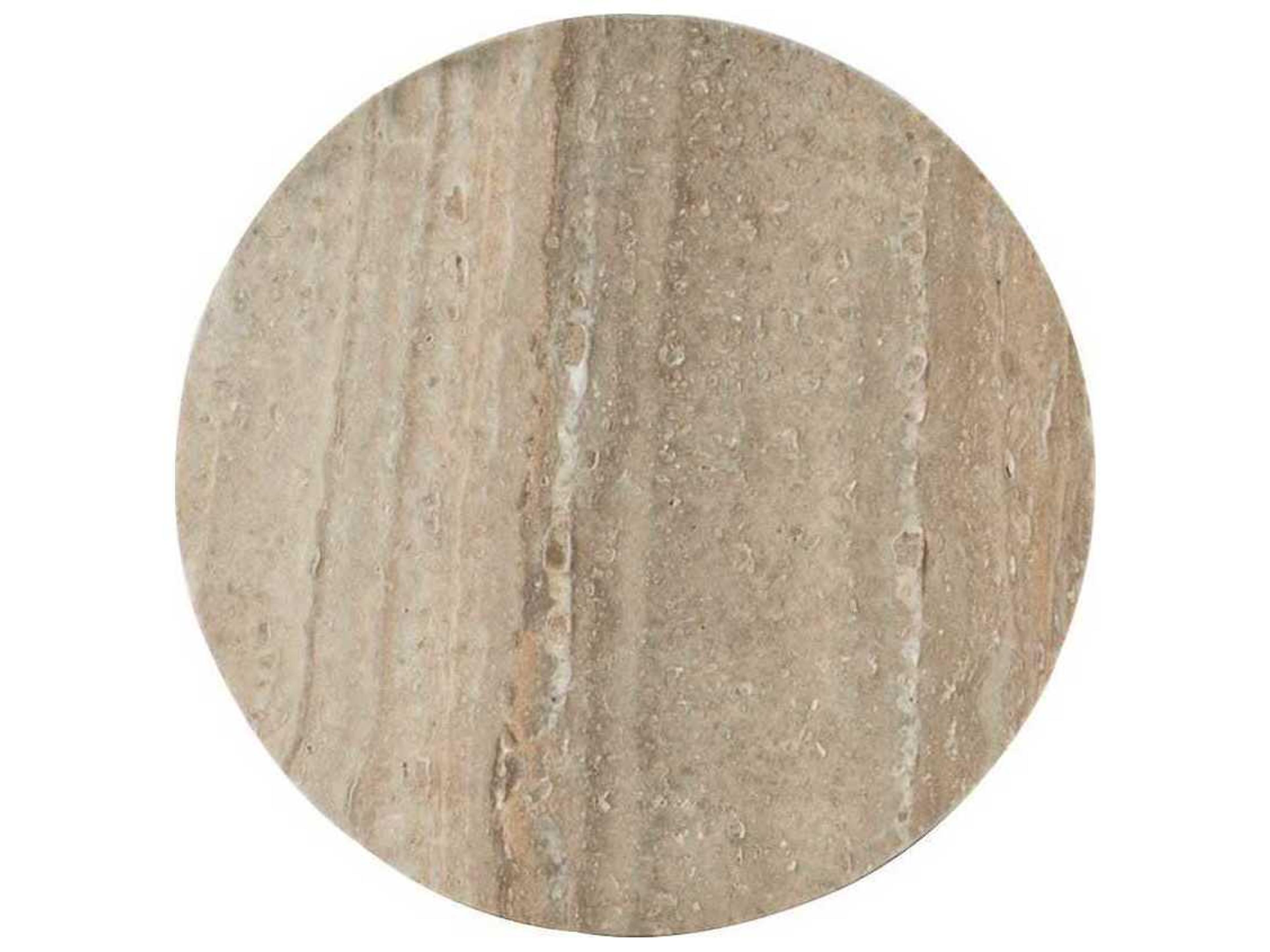 Luxecor Heritage Round Stone Dark Wood End Table