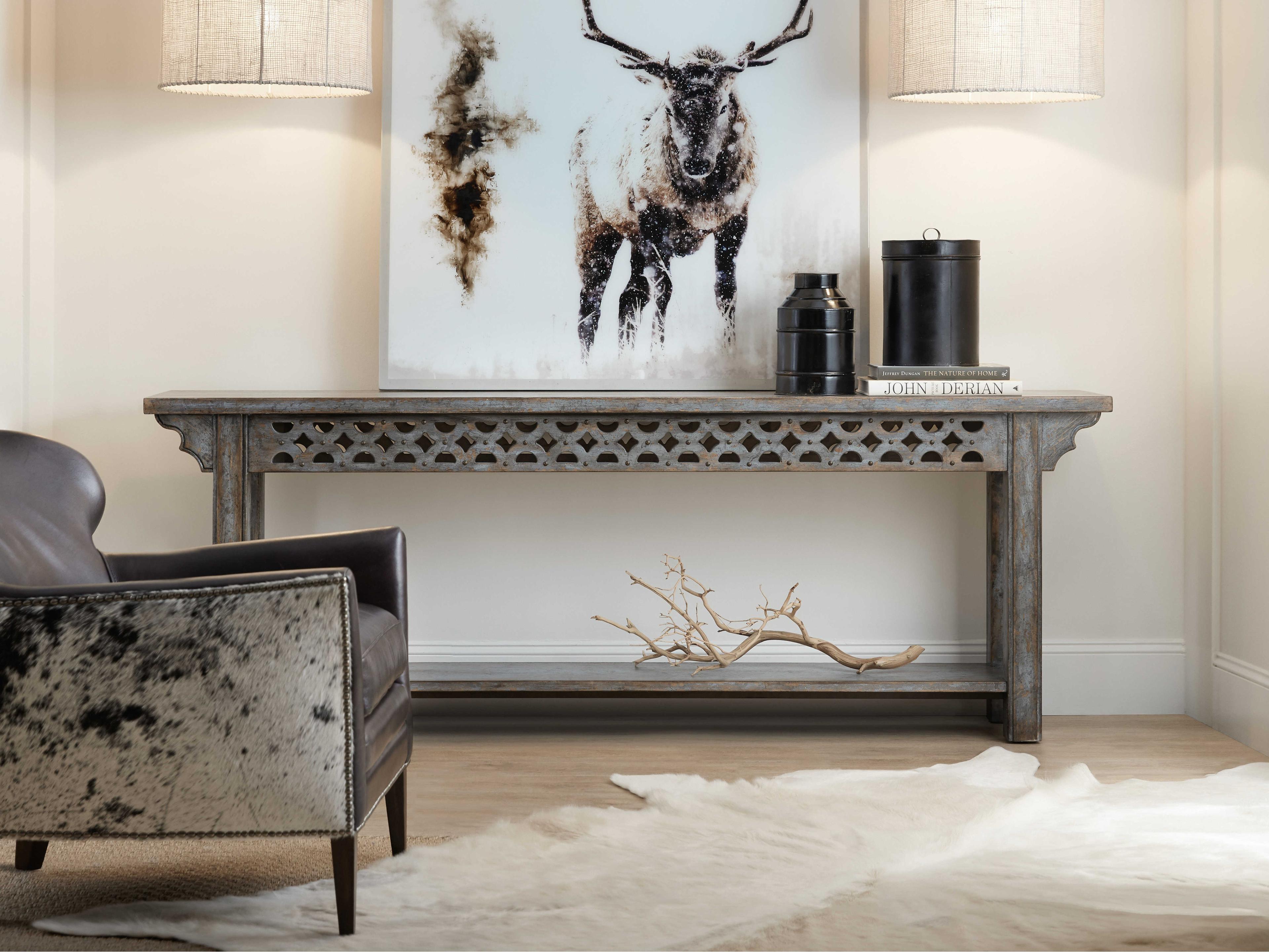 Luxecor Heritage Burnham Rectangular Wood Blue Bonnet Console Table