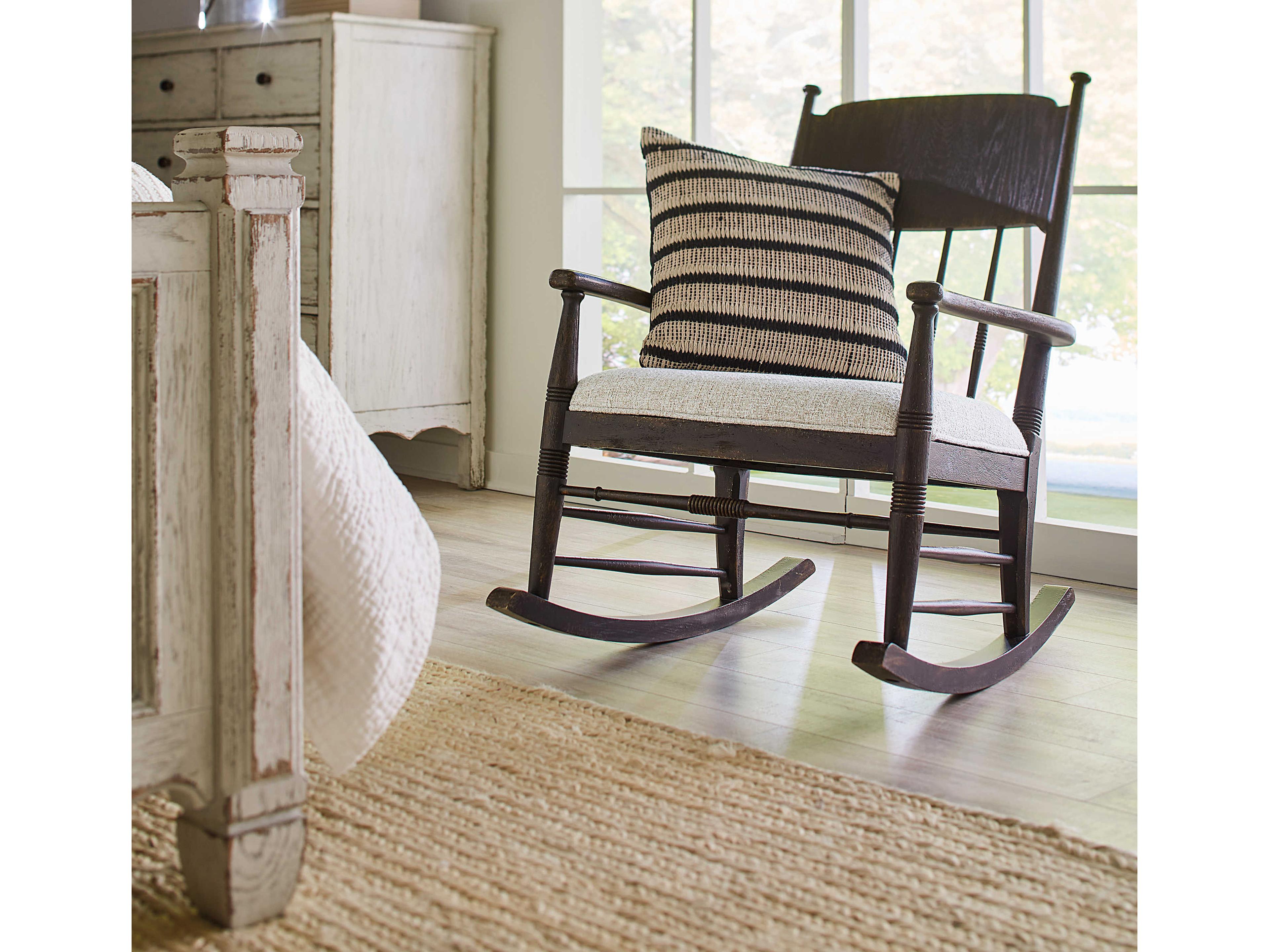 Hooker Furniture Americana Rocker Brown Fabric Rocking Chair