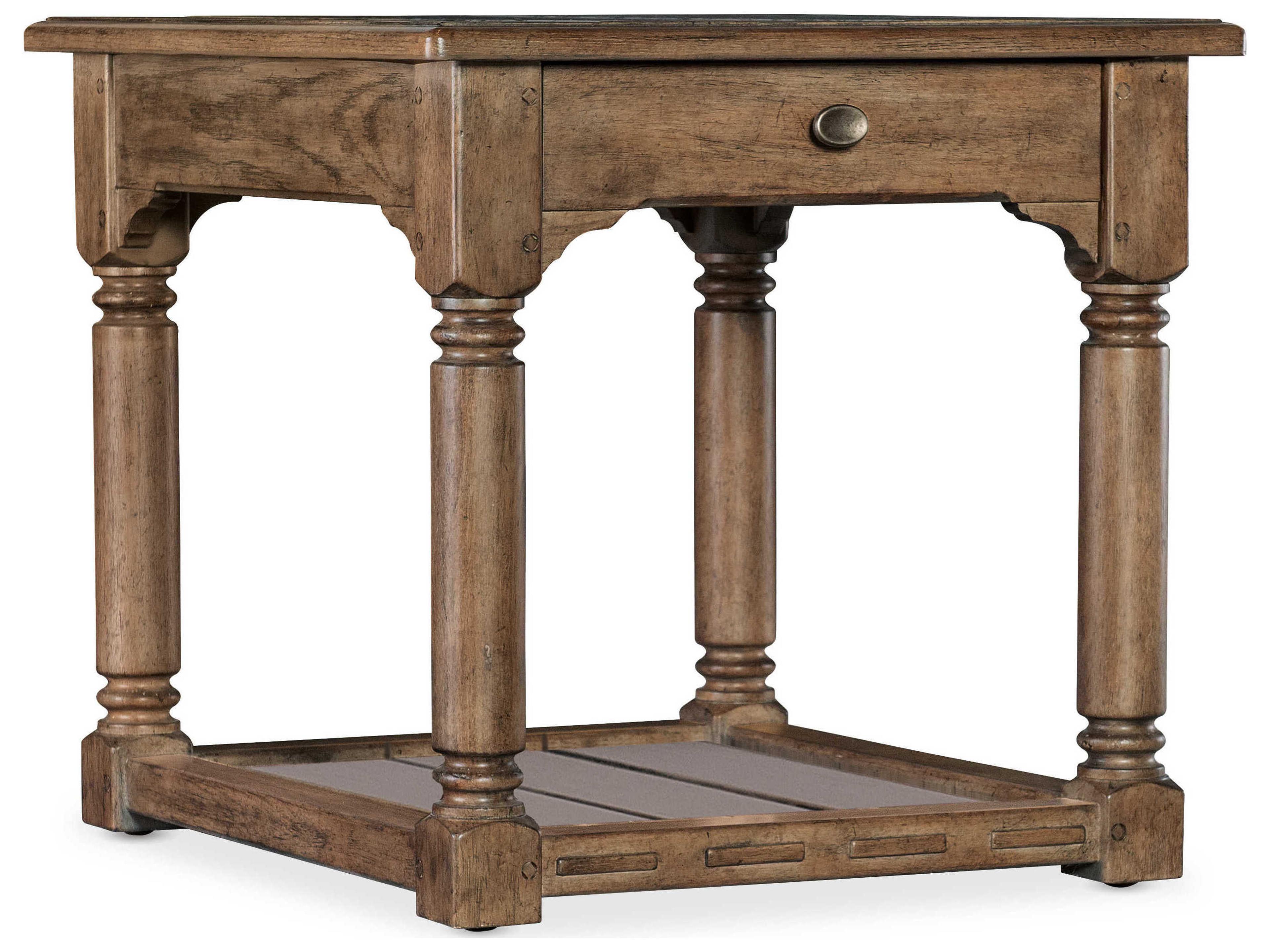 Americana Rectangular Brown Wood End Table