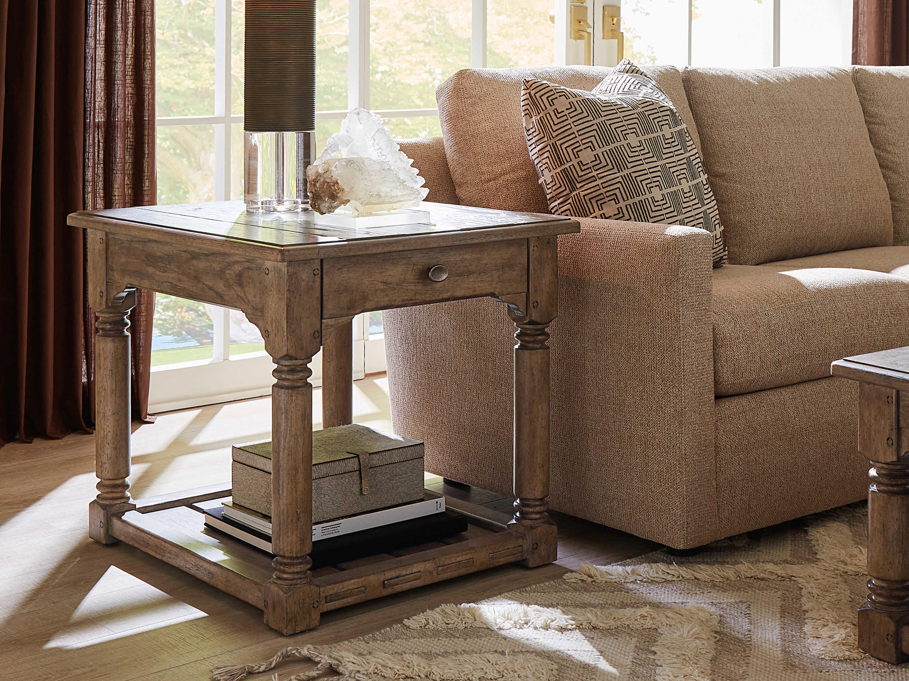 Hooker Furniture Americana Rectangular Brown Wood End Table