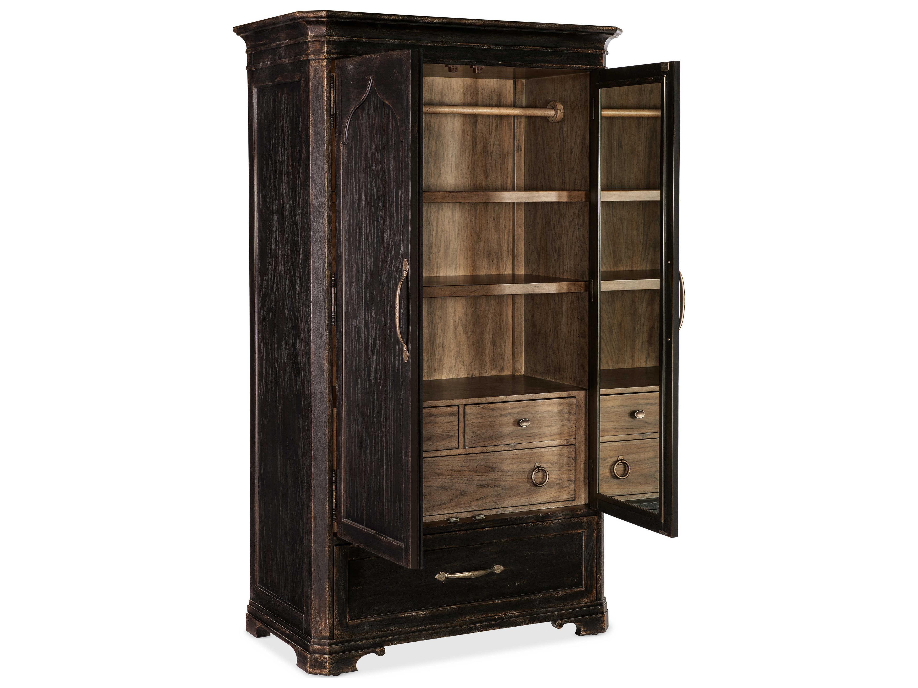 Hooker Furniture Americana Black Brown Oak Wood Wardrobe Armoire