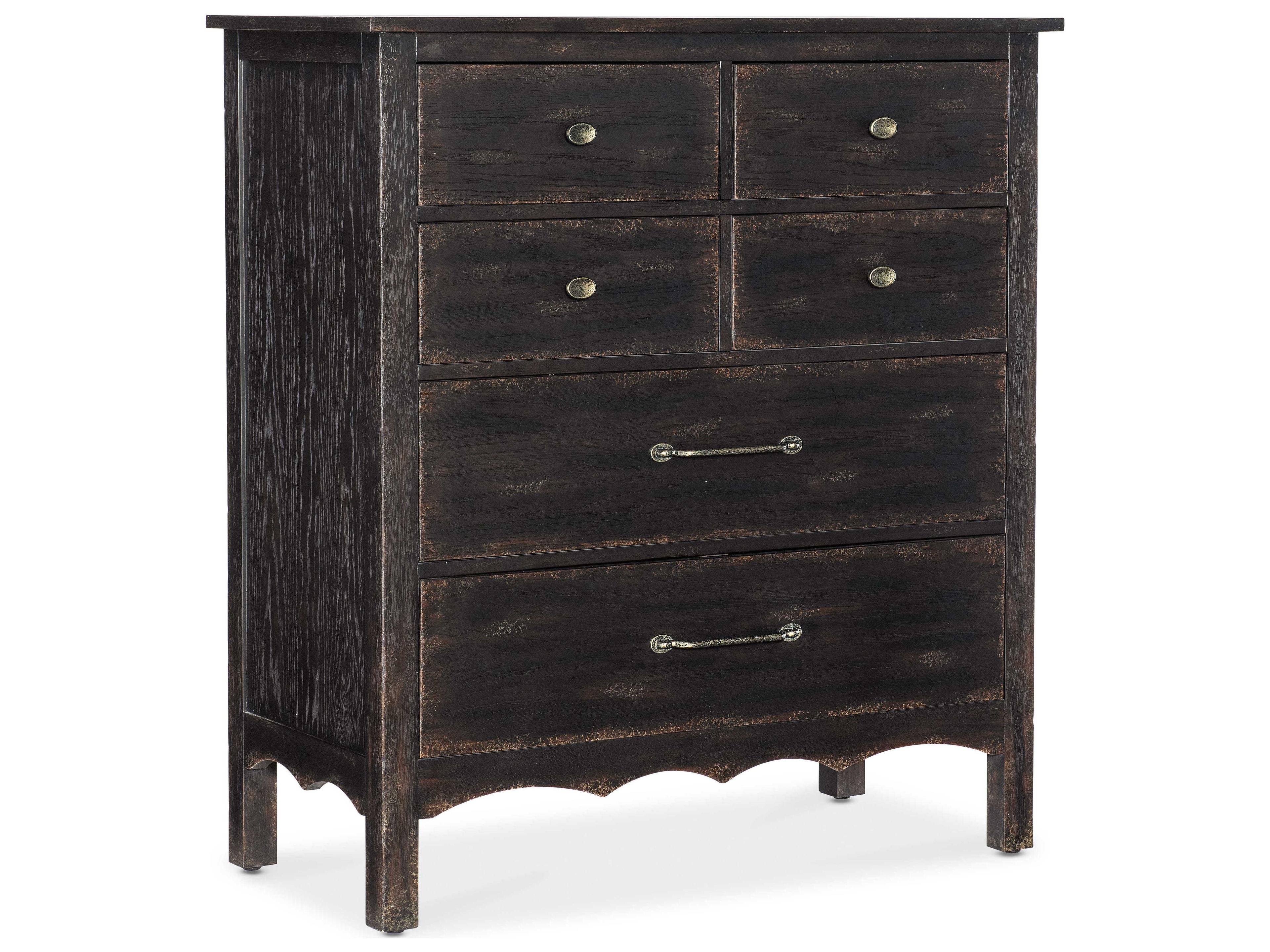 Americana Black Brown Oak Wood Accent Chest