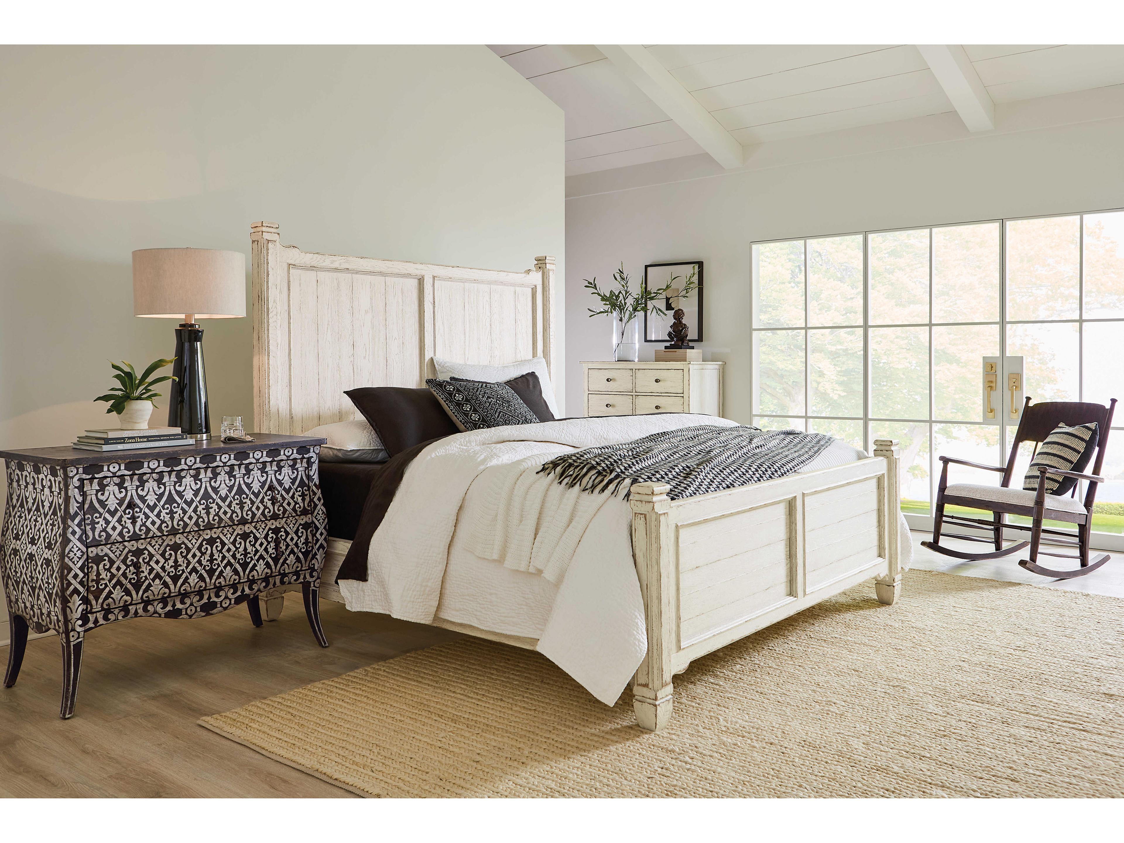 Hooker Furniture Americana White Oak Wood King Panel Bed