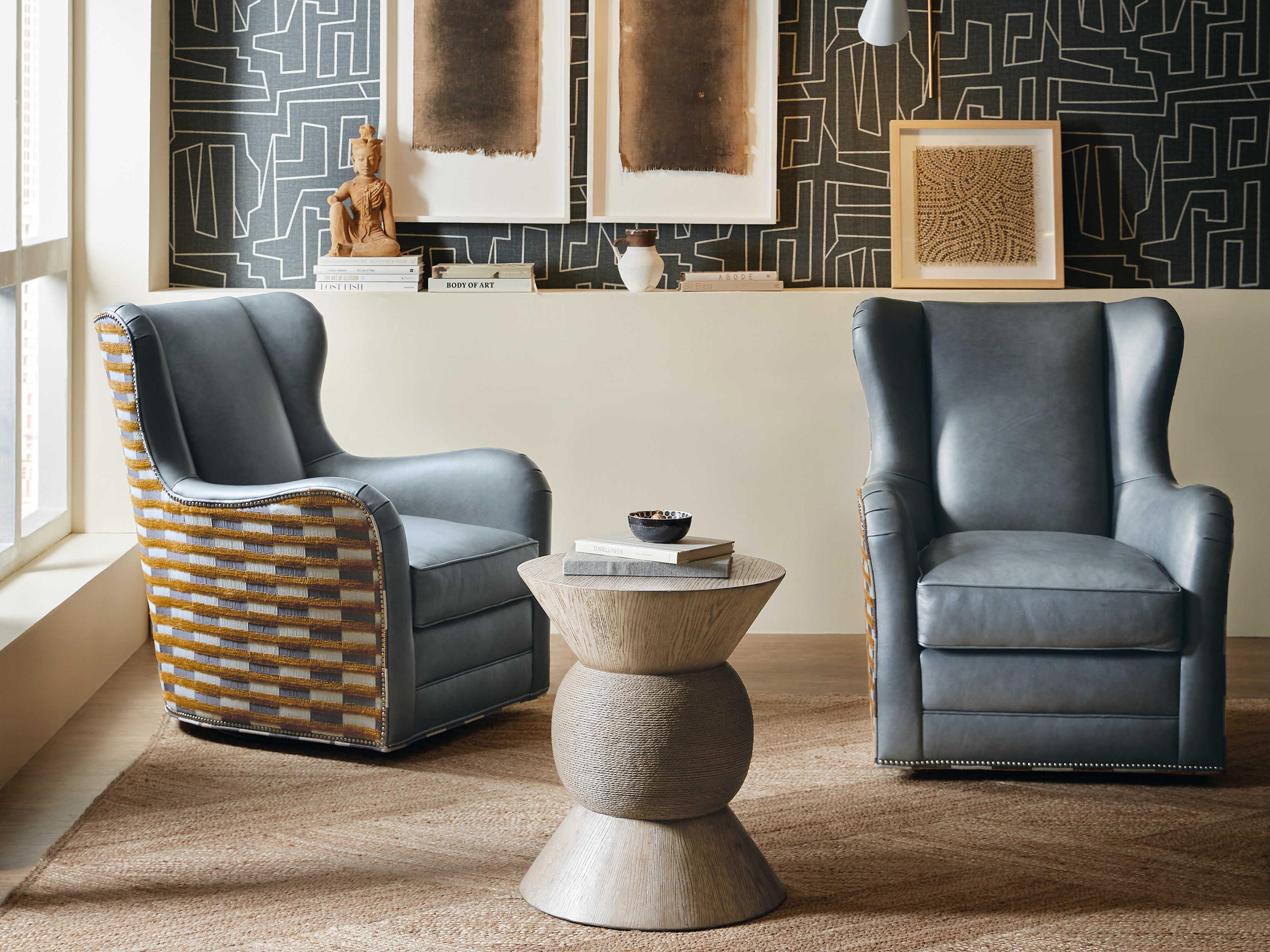 Luxecor Heritage Brown Beige Oak Wood Upholstered California King Four Poster Bed